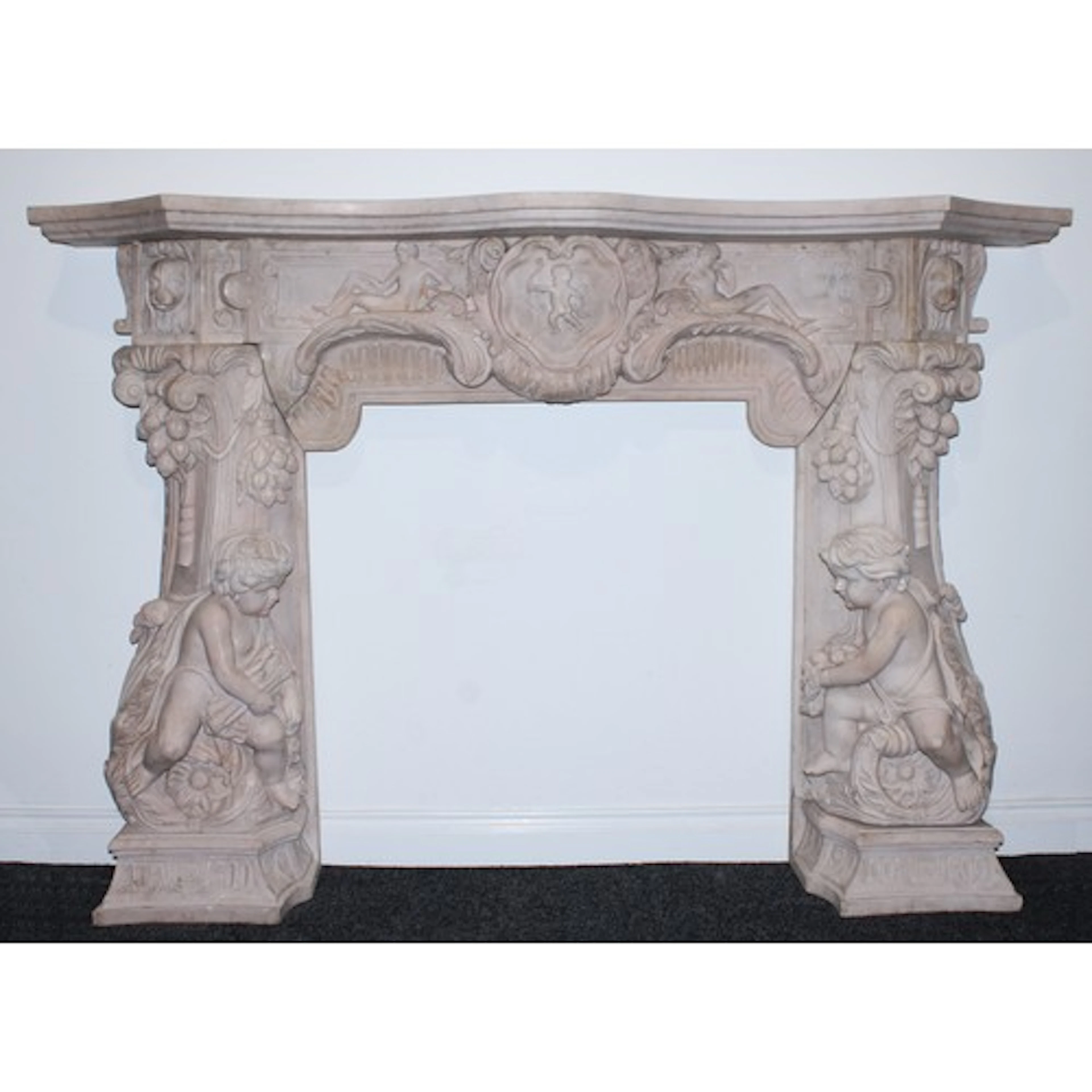 An Italian architectural white statuary marble fireplace or ...