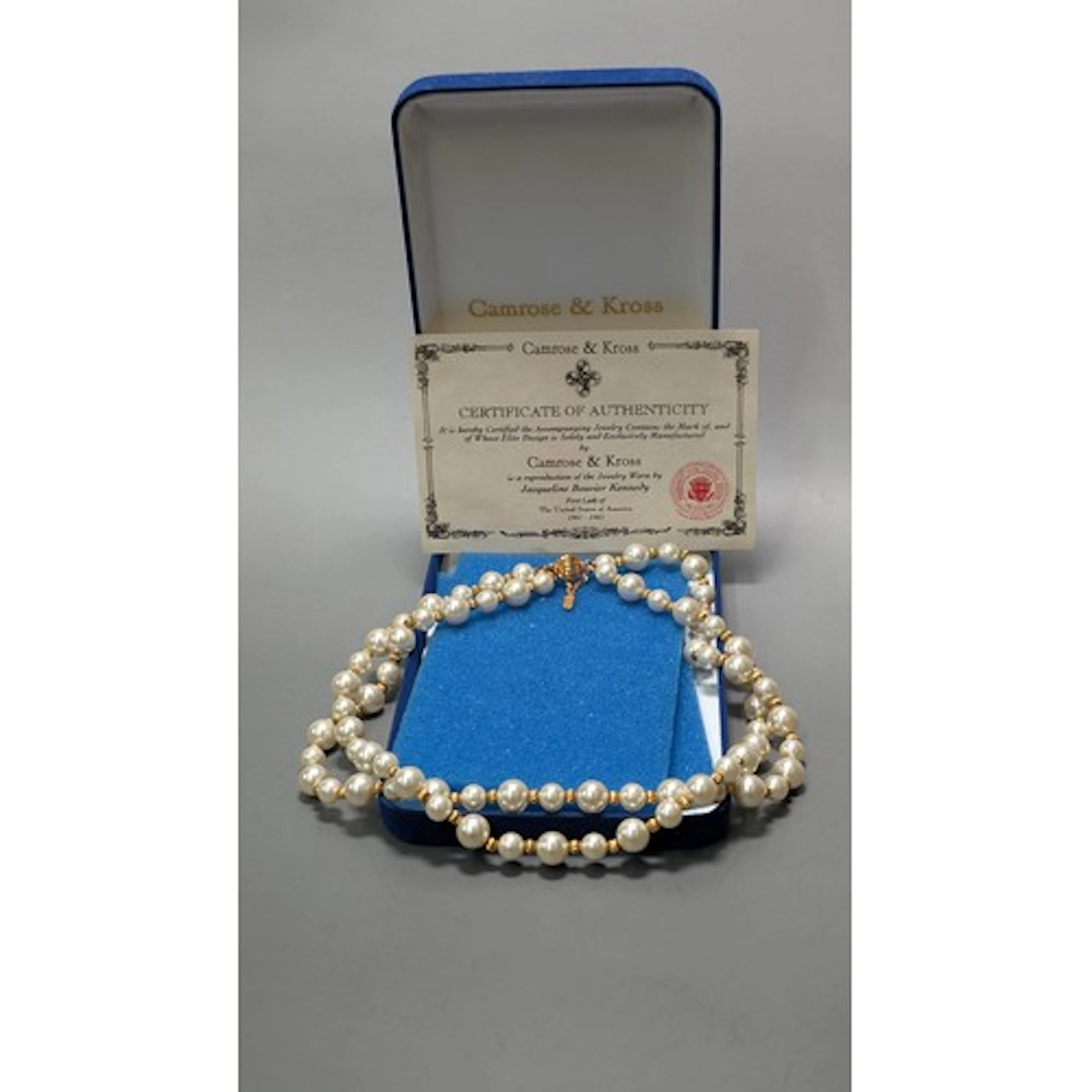 Camrose & Kross simulated pearl necklace, a reproduction...