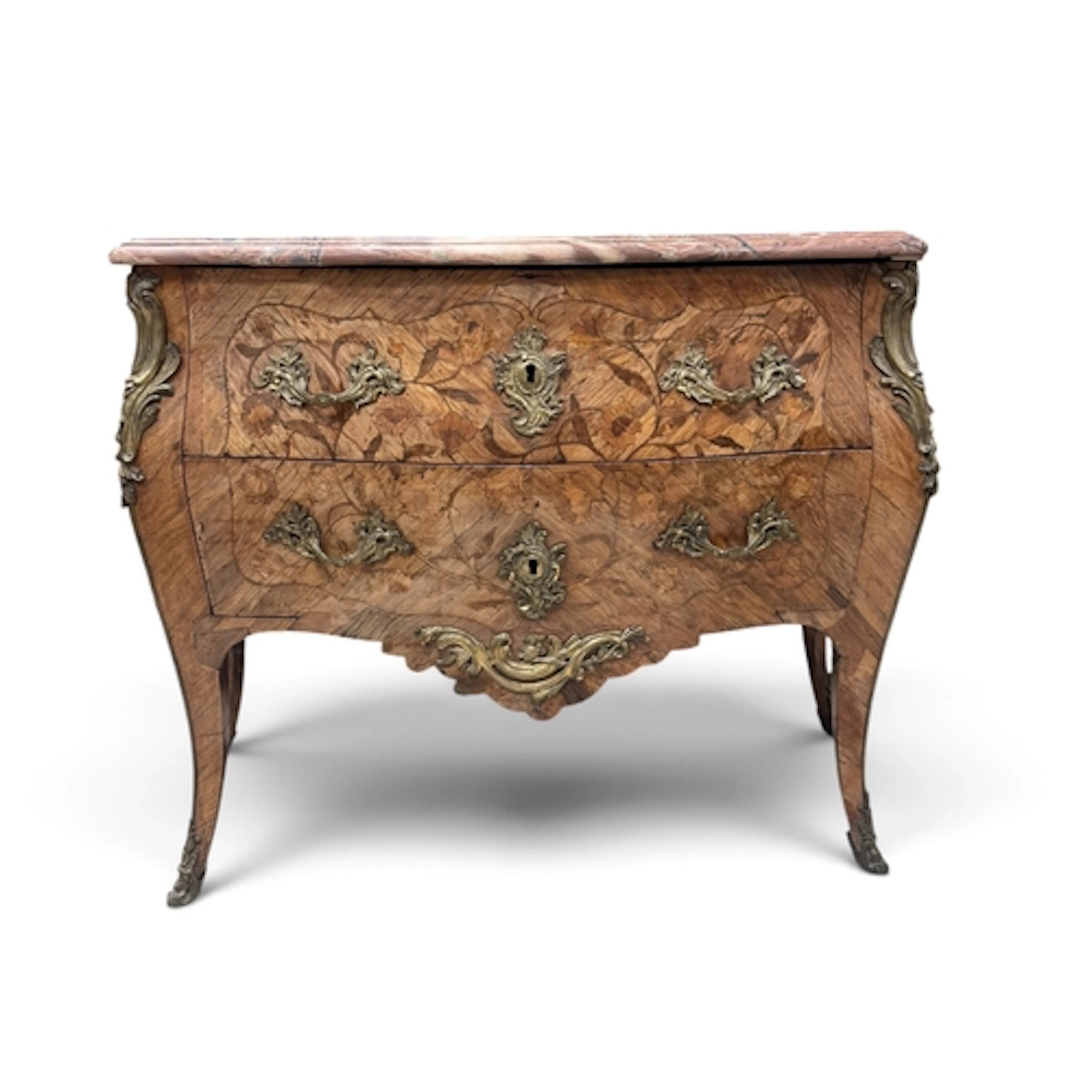 JACQUES DUBOIS: A LOUIS XV TULIP WOOD AND FLORAL MARQUETRY B...