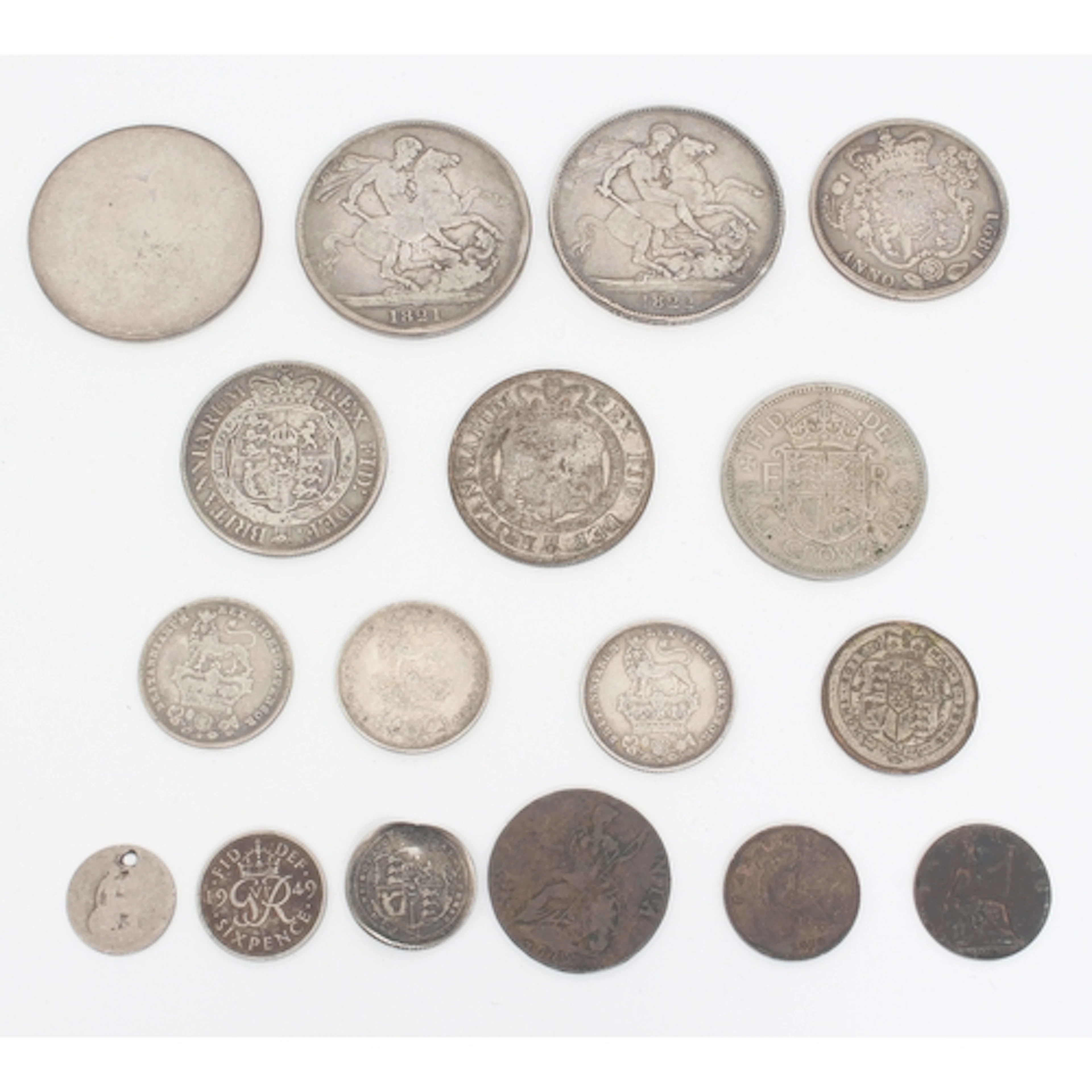 A small group of British coins, mostly 19th century - includ...