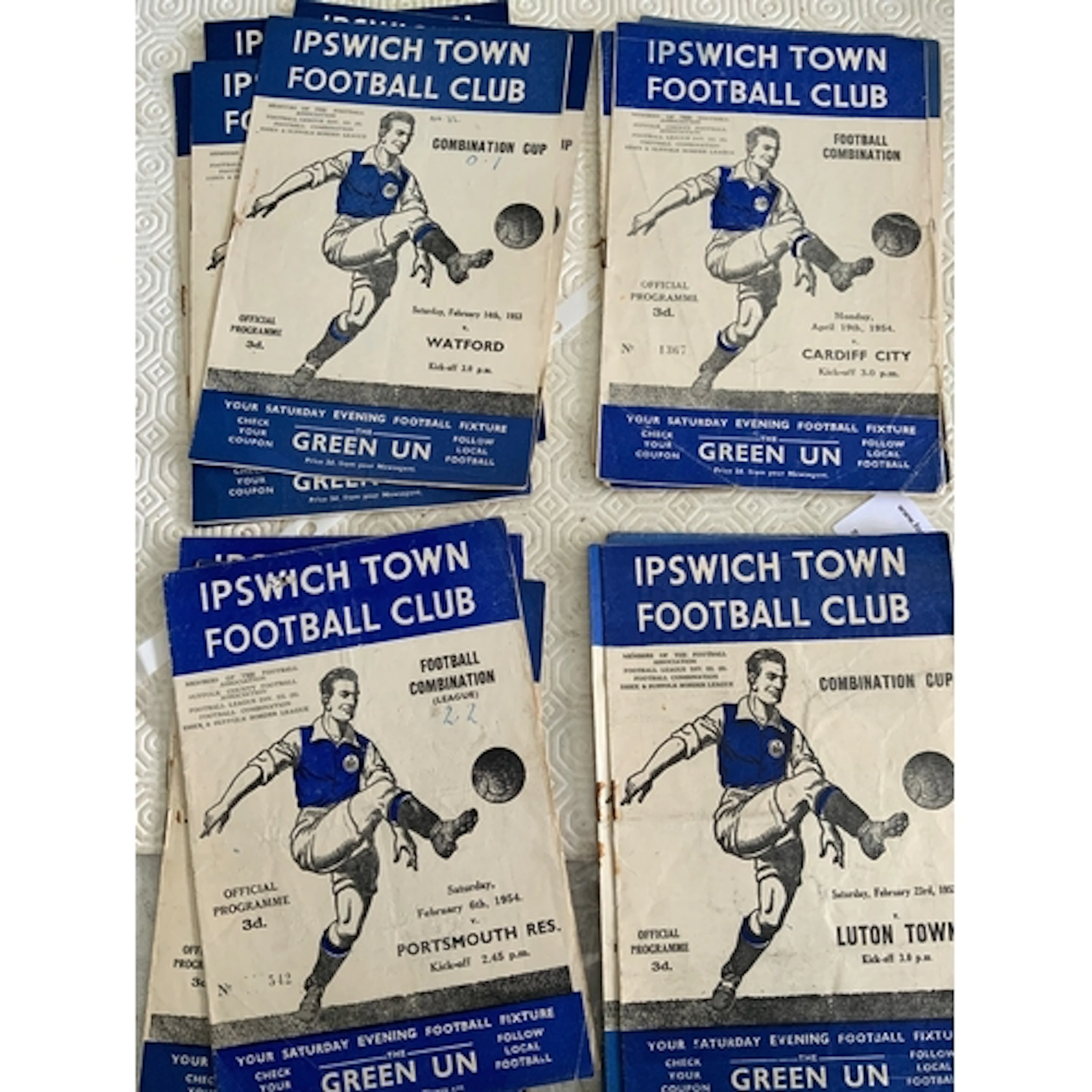 Ipswich Town Early 1950s Reserve Football Programmes: Home p...