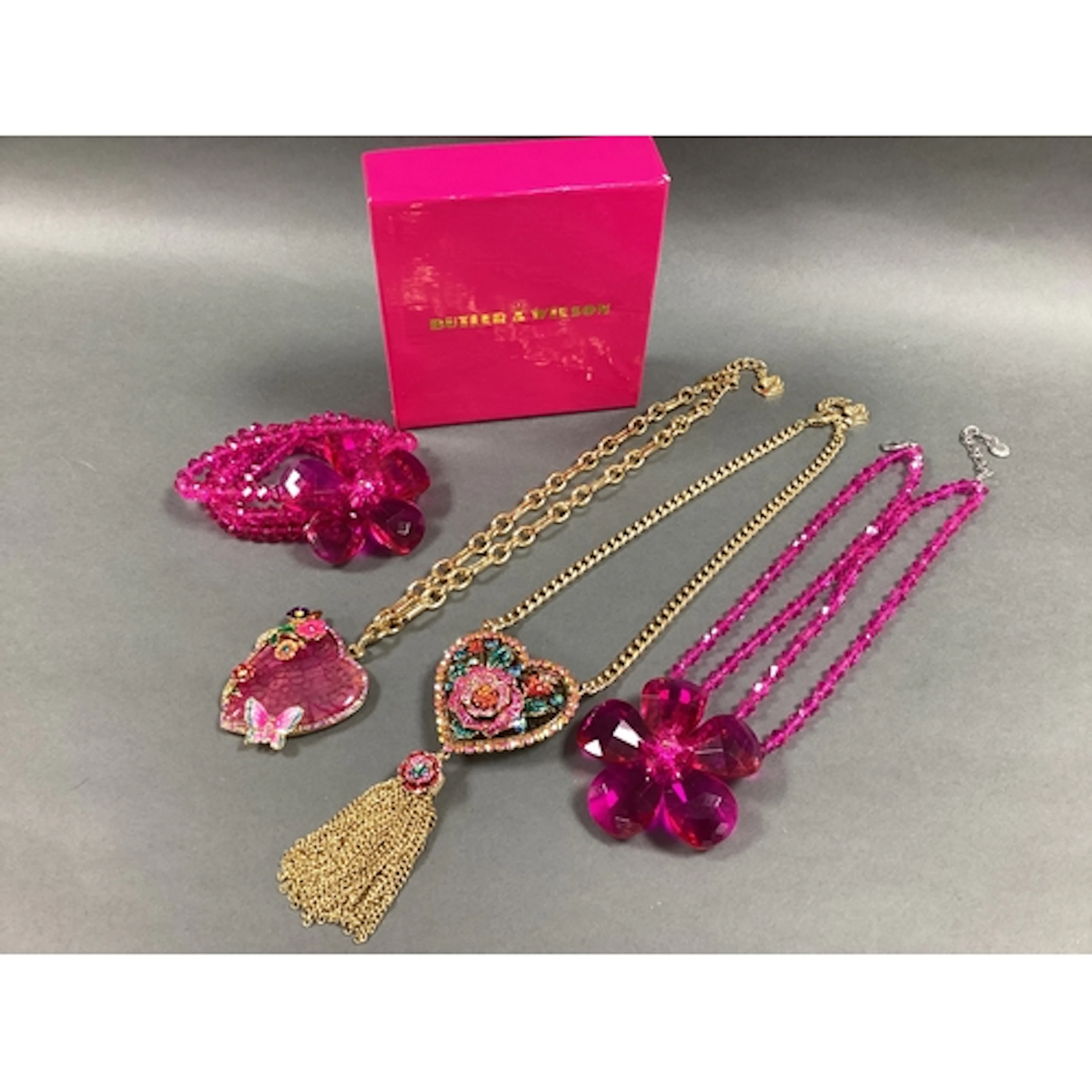 Butler & Wilson; An Inset Heart Shape Necklace, of floral op...