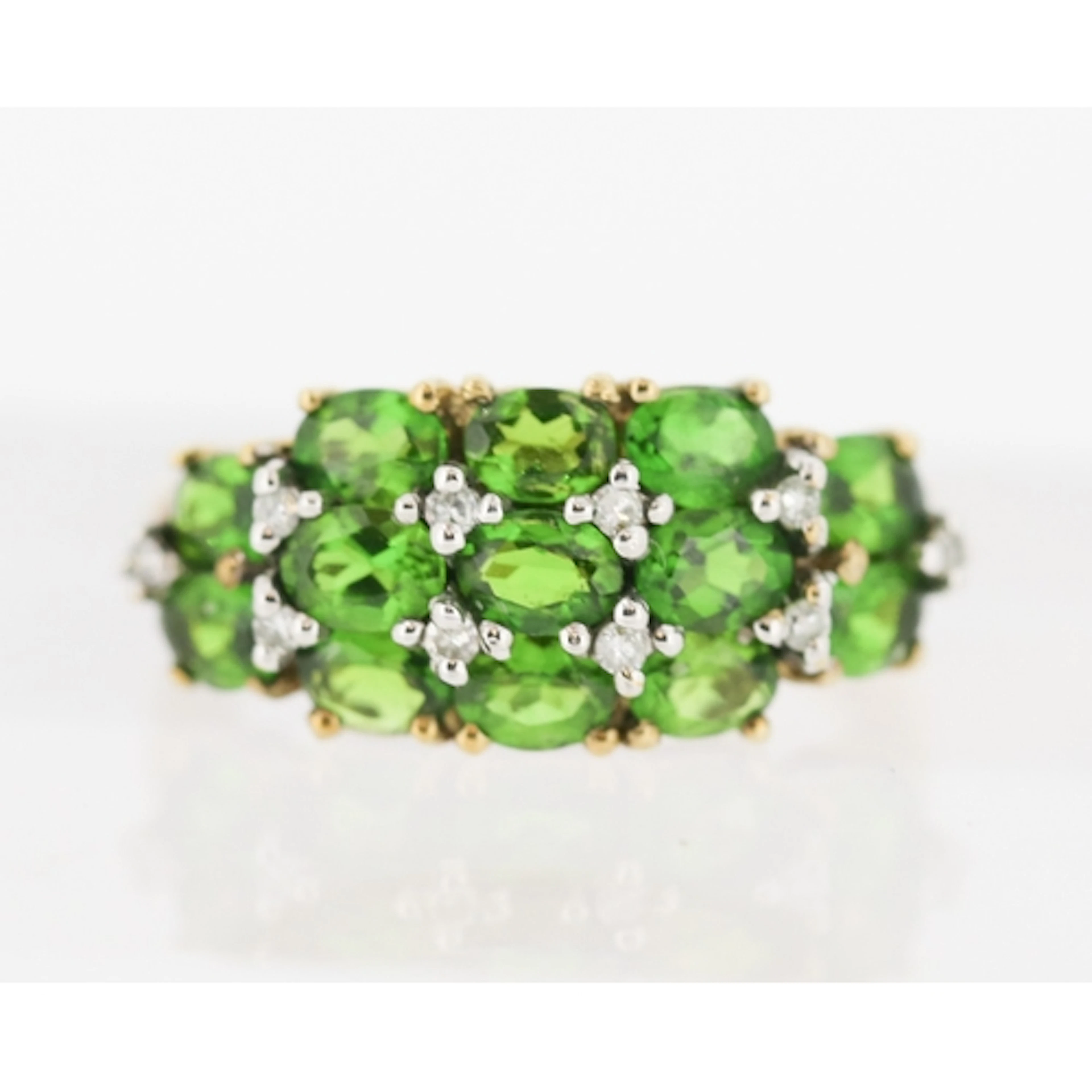 Attractively Detailed, Diopside Set Cluster Ring with Furthe...