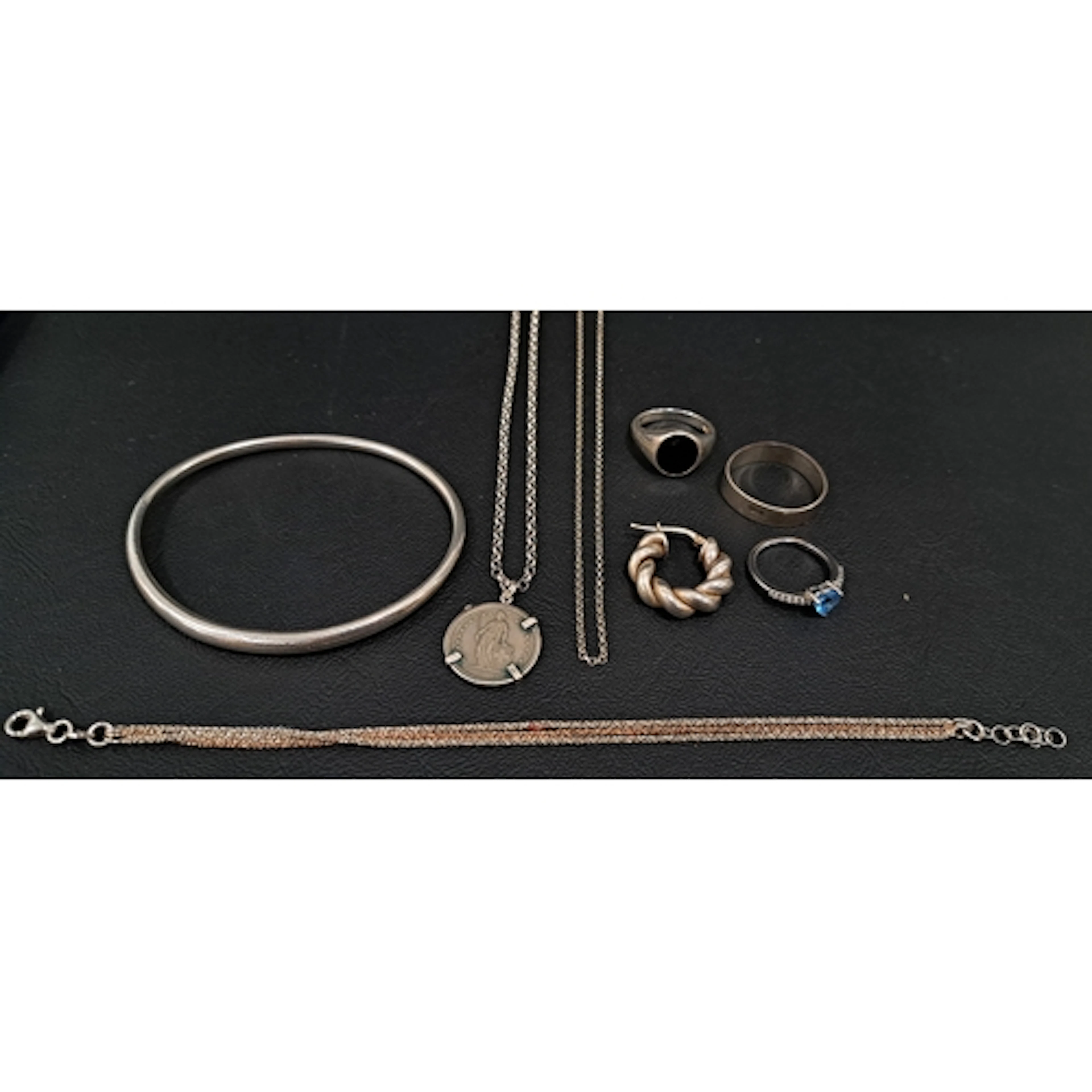 SELECTION OF SILVER JEWELLERY comprising a Pandora silver ba...