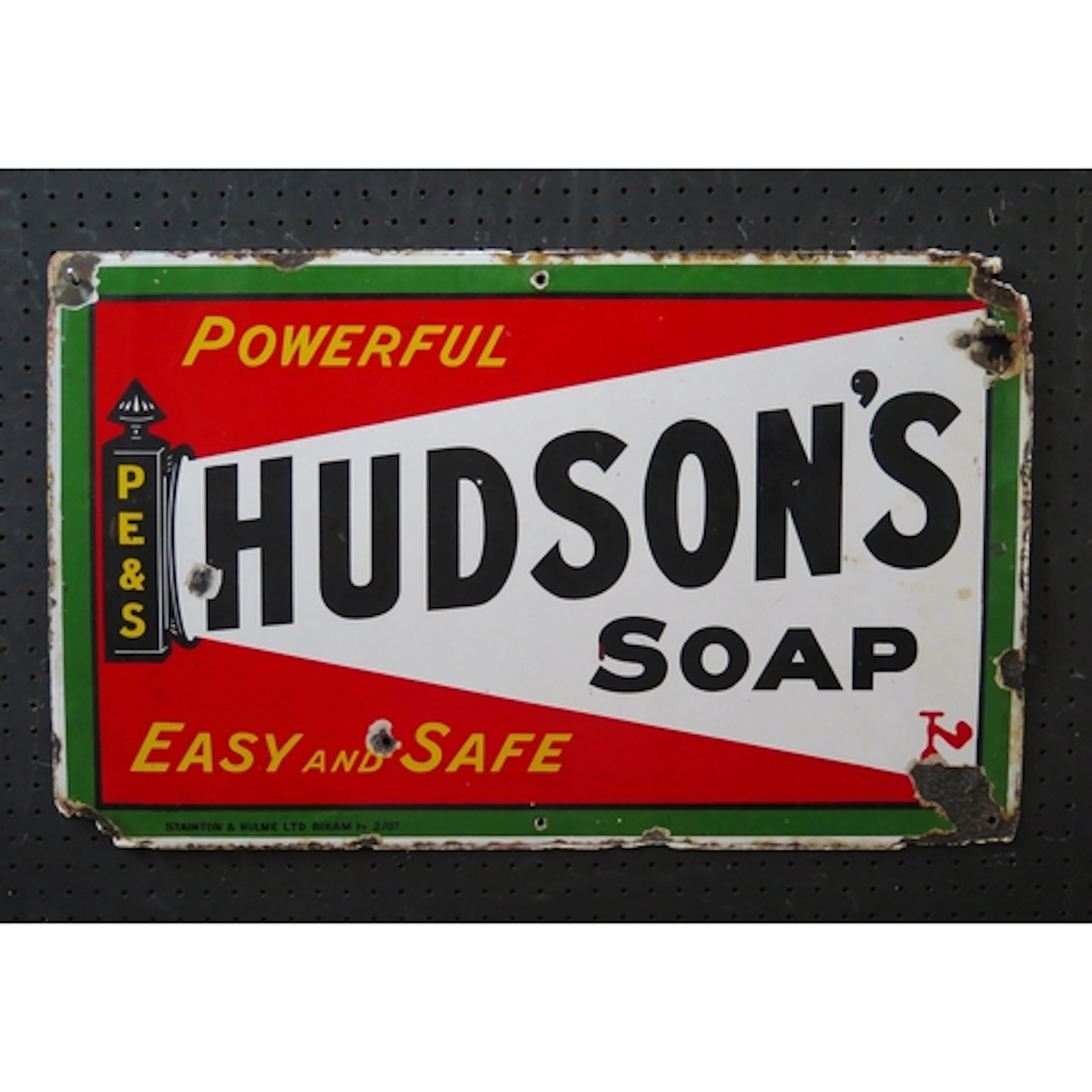 "Hudson's Soap" - an enamel advertising sign, 41cm x 66cm