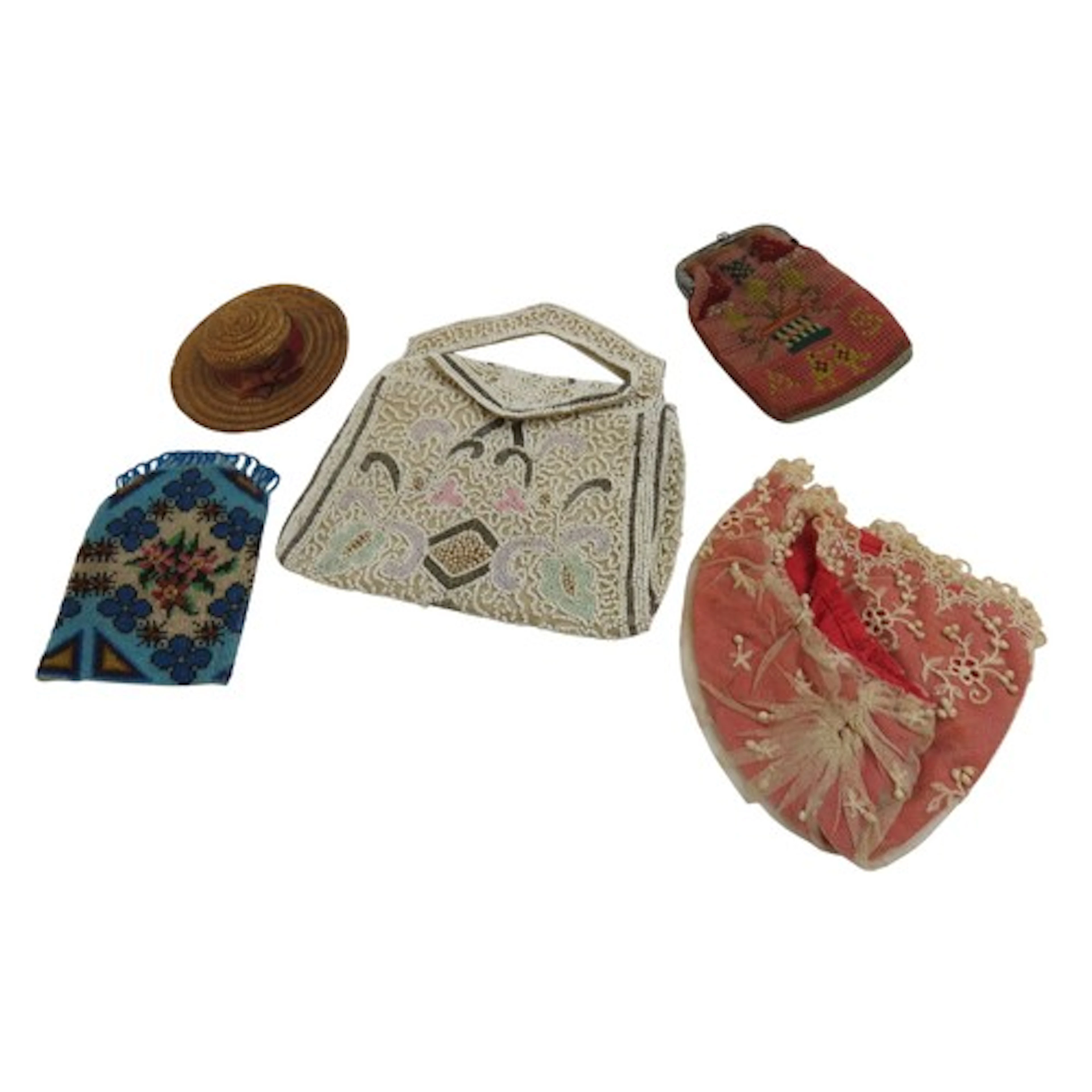 THREE VINTAGE PURSES AND OTHER ACCESSORIES including two bea...