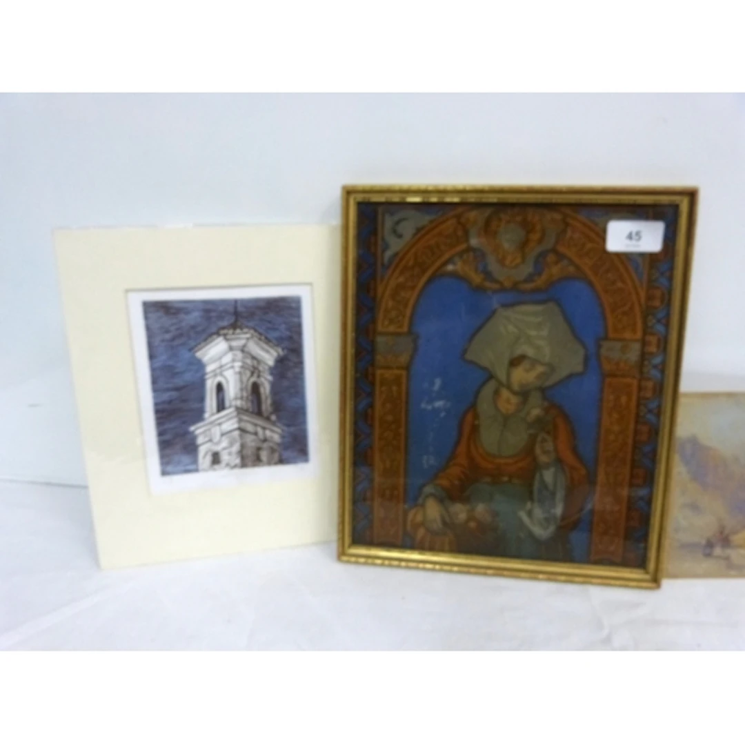 Various paintings including two watercolours and a painting ...
