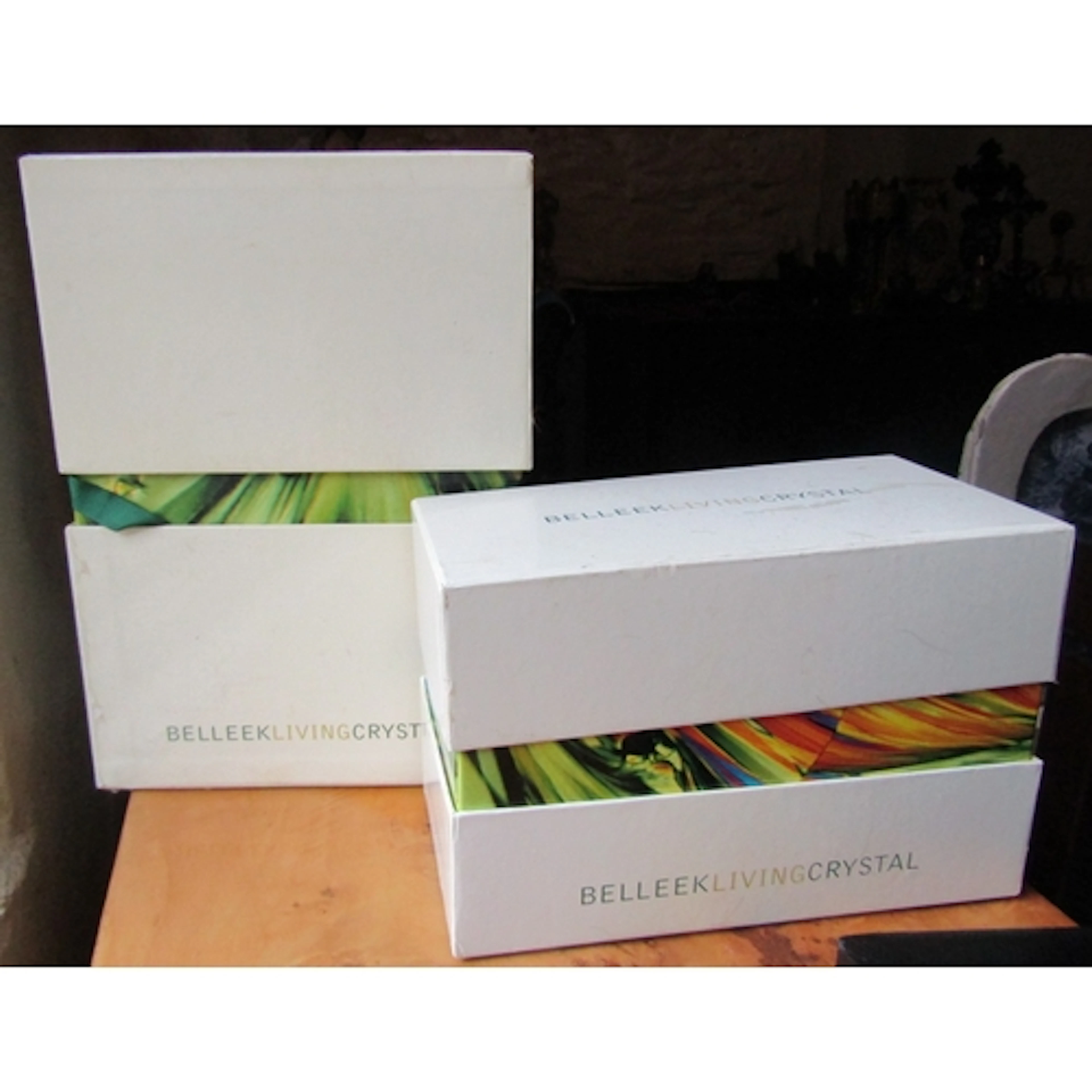 Belleek Crystal Set Two Boxes of Four Glasses Eight in Total...
