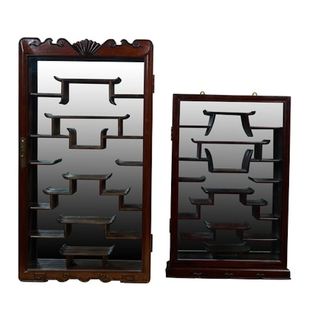 TWO CHINESE HARDWOOD WALL CABINETS 20TH CENTURY 红木柜两件 二十世纪...