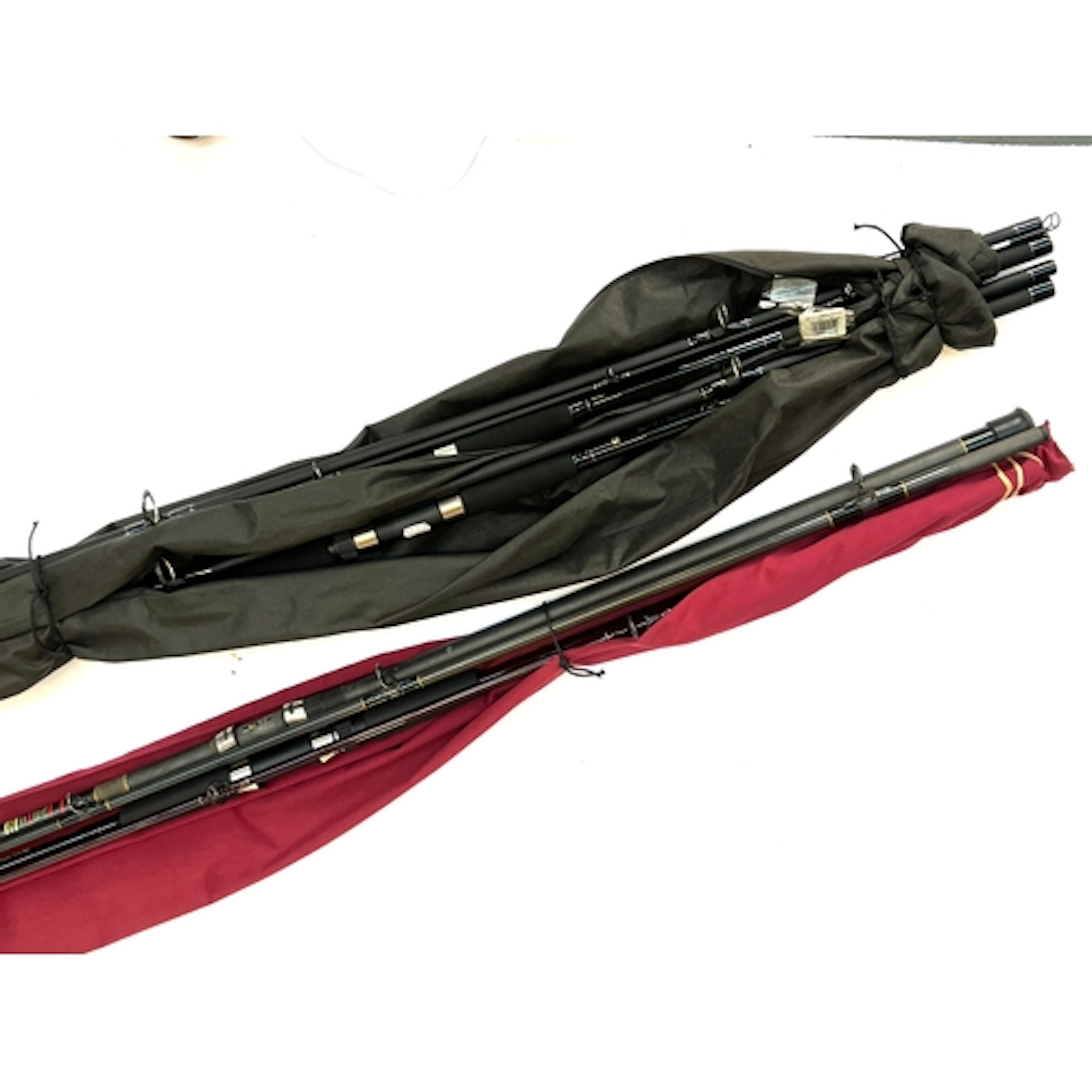 A Shakespeare Contender 12ft beach caster; together with thr...