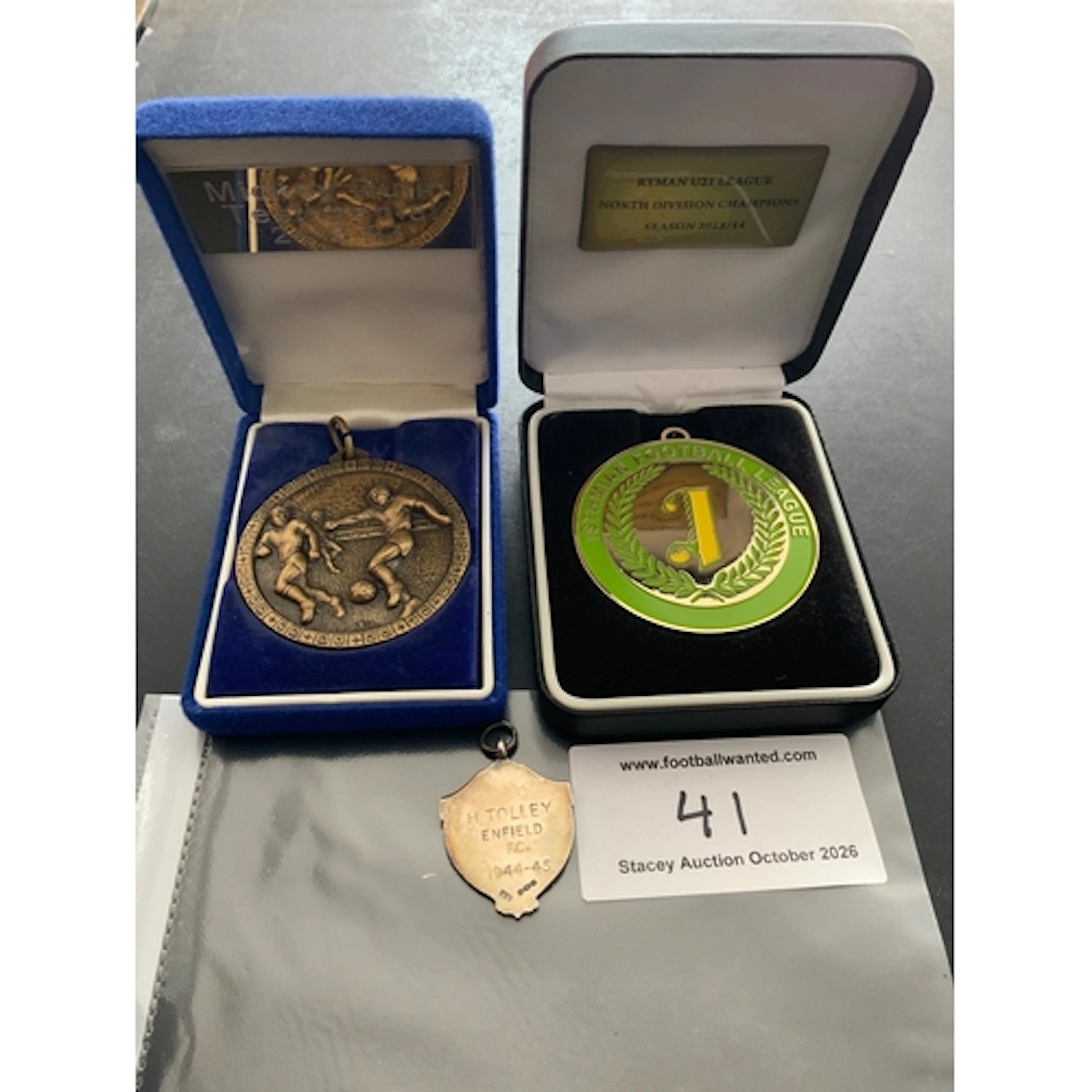 Enfield Football Medals: 1944/45 silver medal with hallmark ...