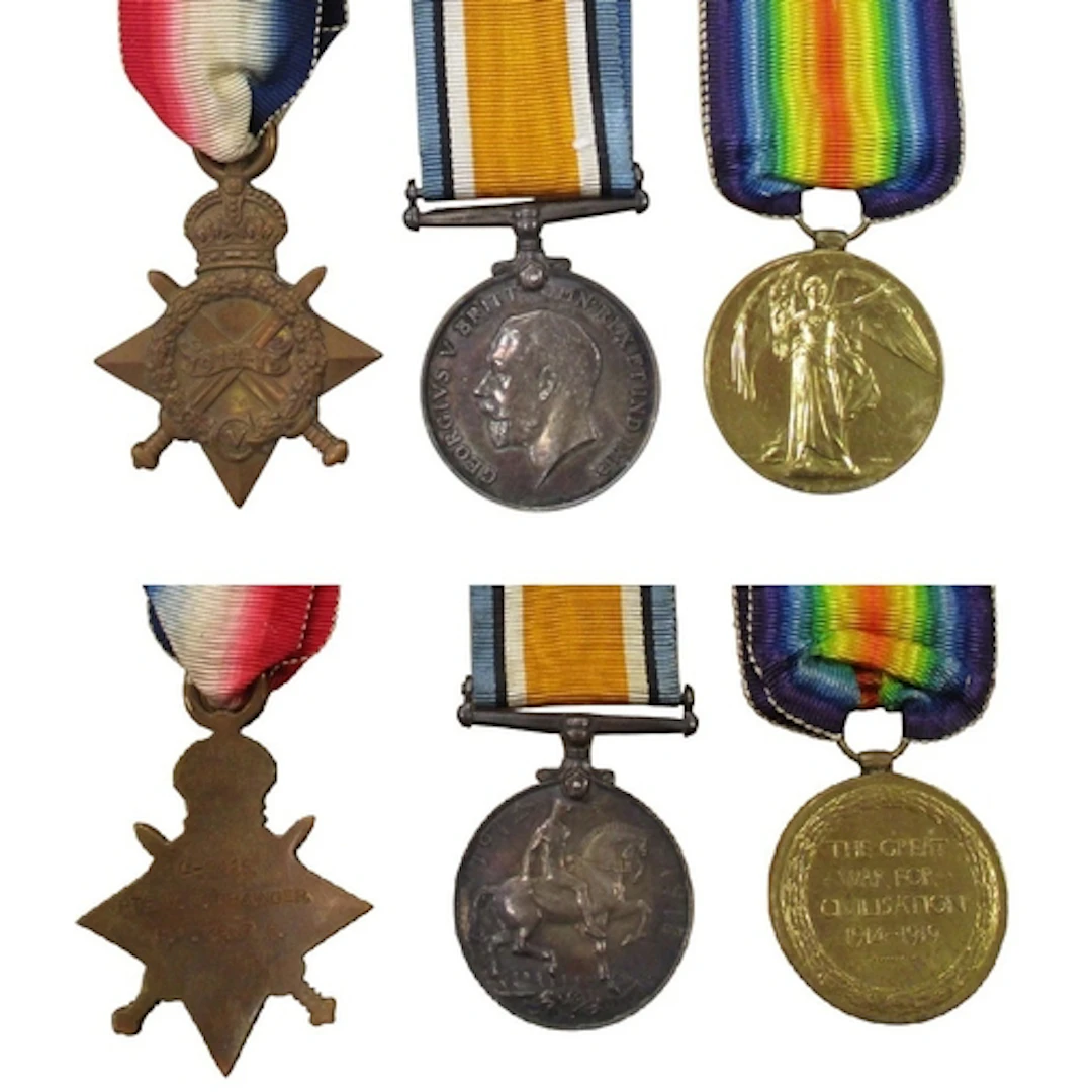 1914-15 Star trio to L-9415 Pte W.E. Grainger R.W. Kent R, g...
