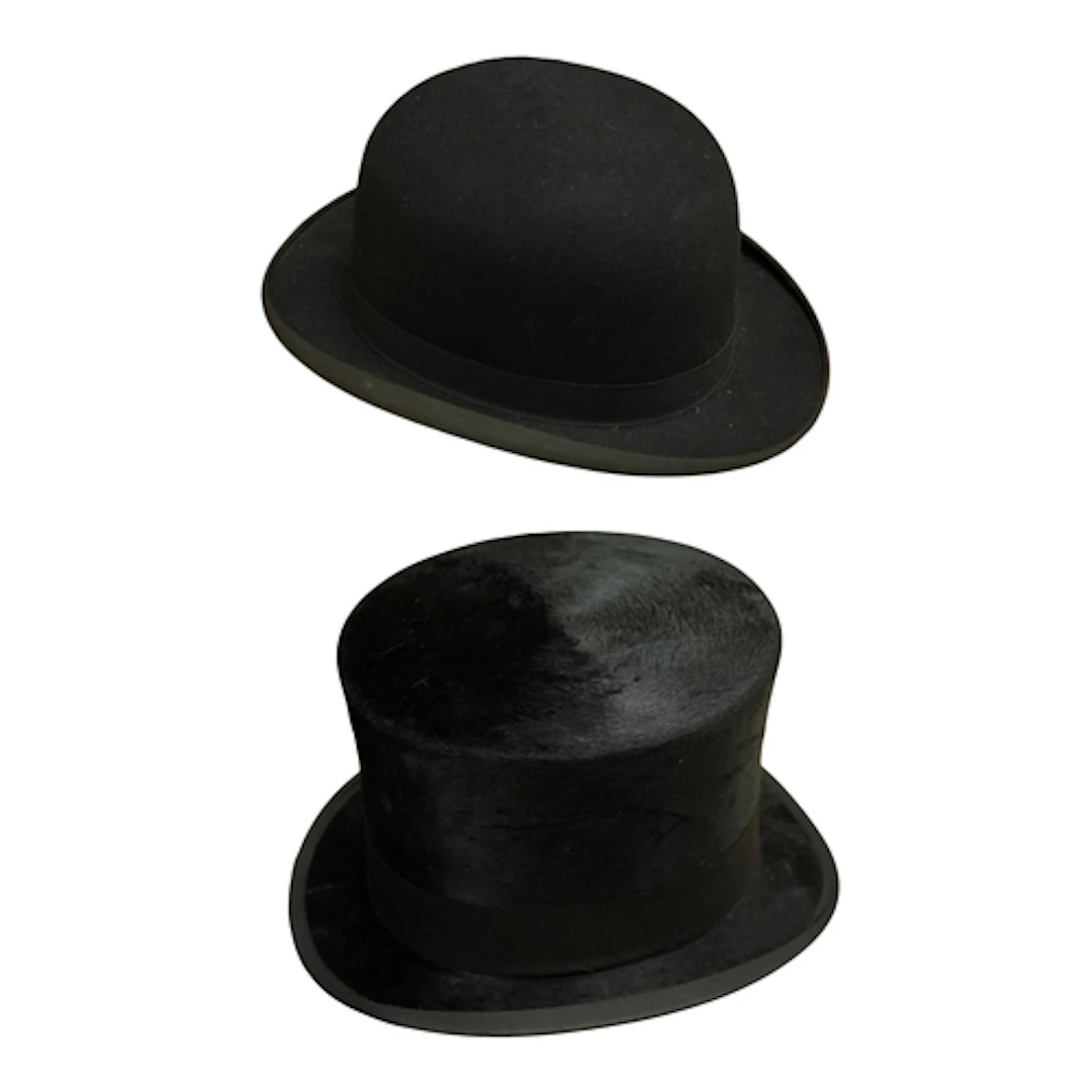 A gentleman's top hat in original case and a Bowler hat reta...