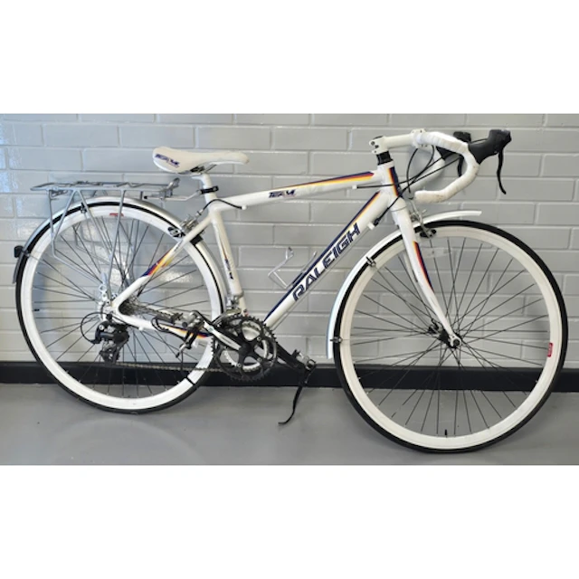 A Raleigh Team Sprint white road bike. Frame size 18", wheel...