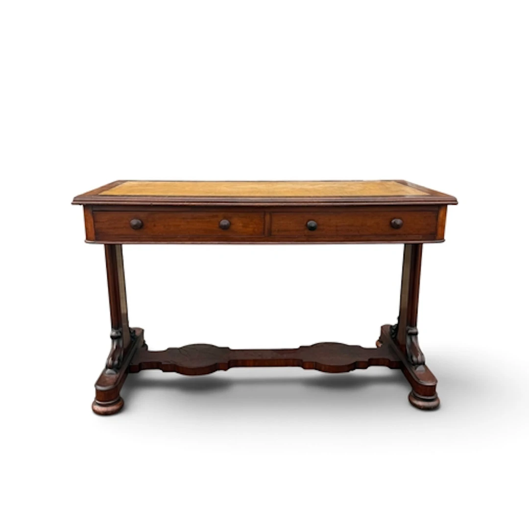 A WILLIAM IV MAHOGANY WRITING TABLE With leather inset top a...