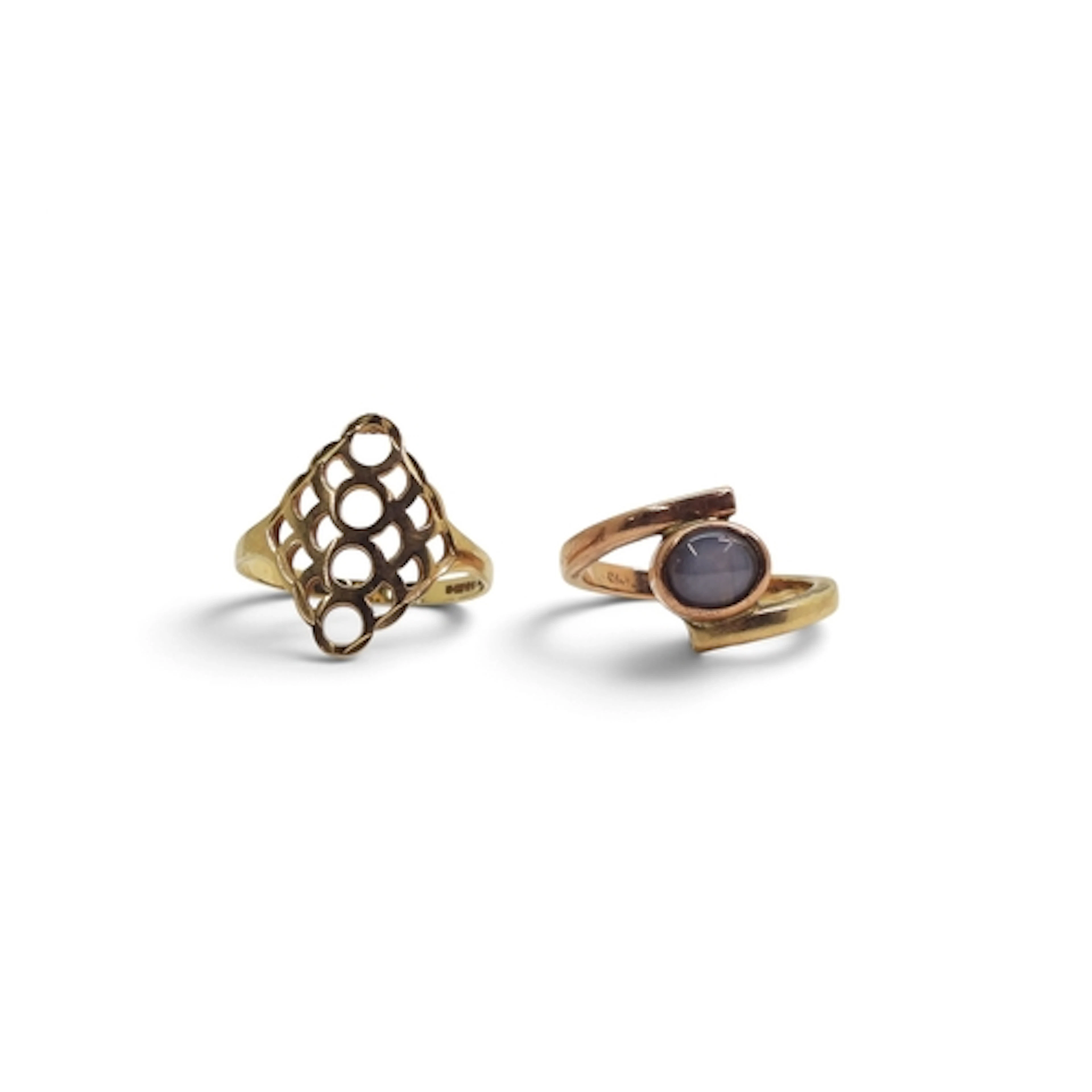 A 9ct gold ring set with a star sapphire, size O, together w...
