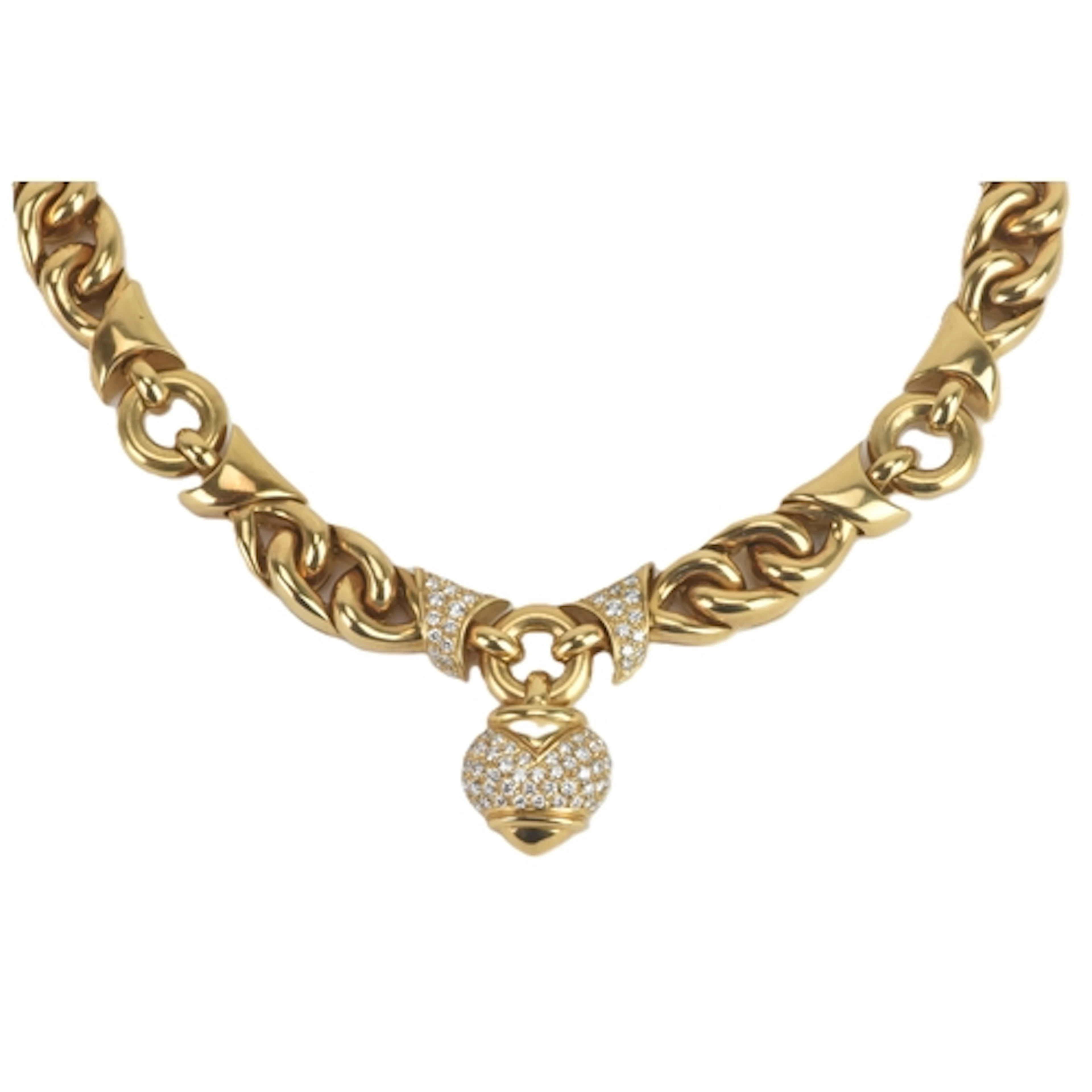 A Bulgari ‘Doppio Cuore’ 18ct gold and diamond necklace, des...