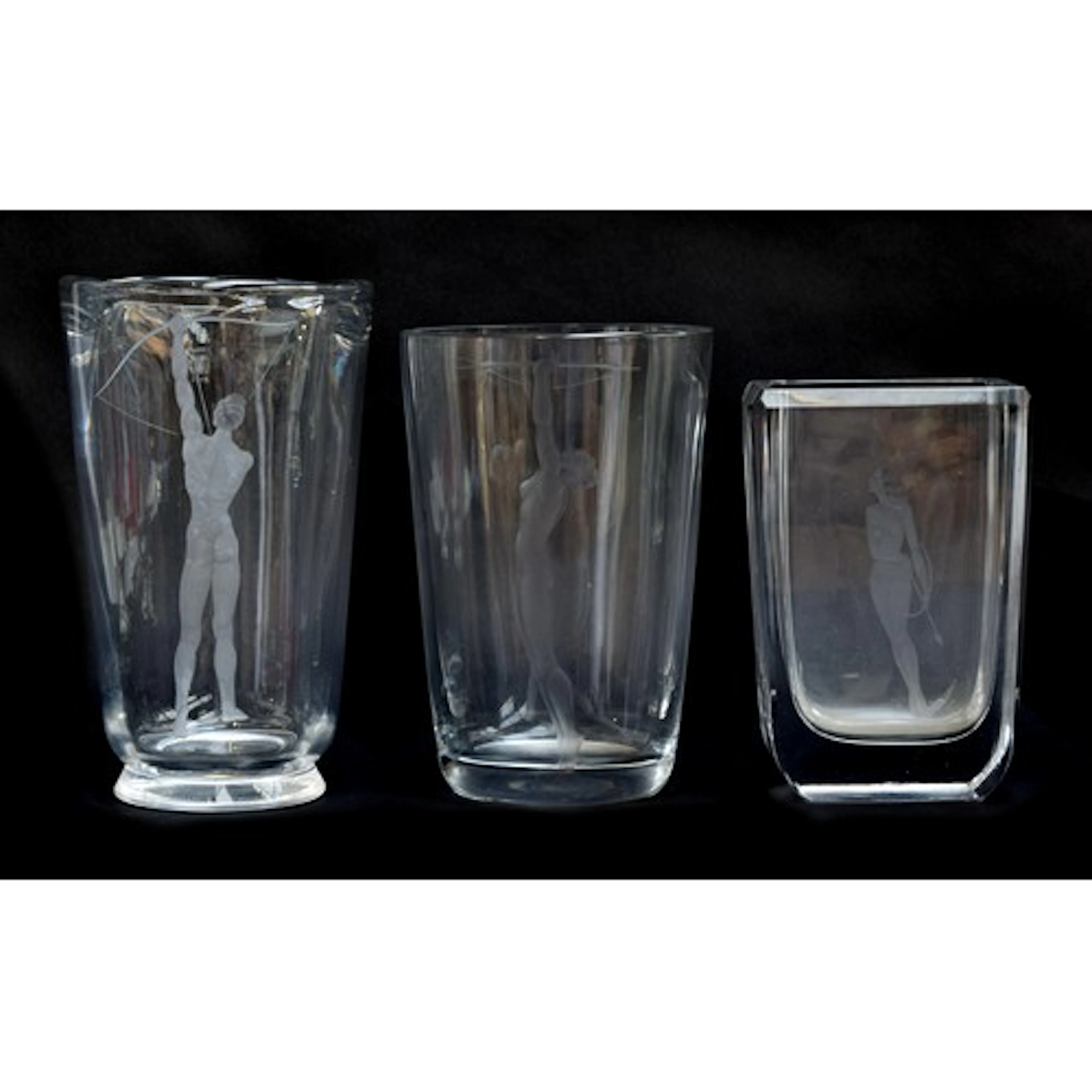 Elis Bergh (1881-1954) for Kosta, a heavy Art Deco glass vas...