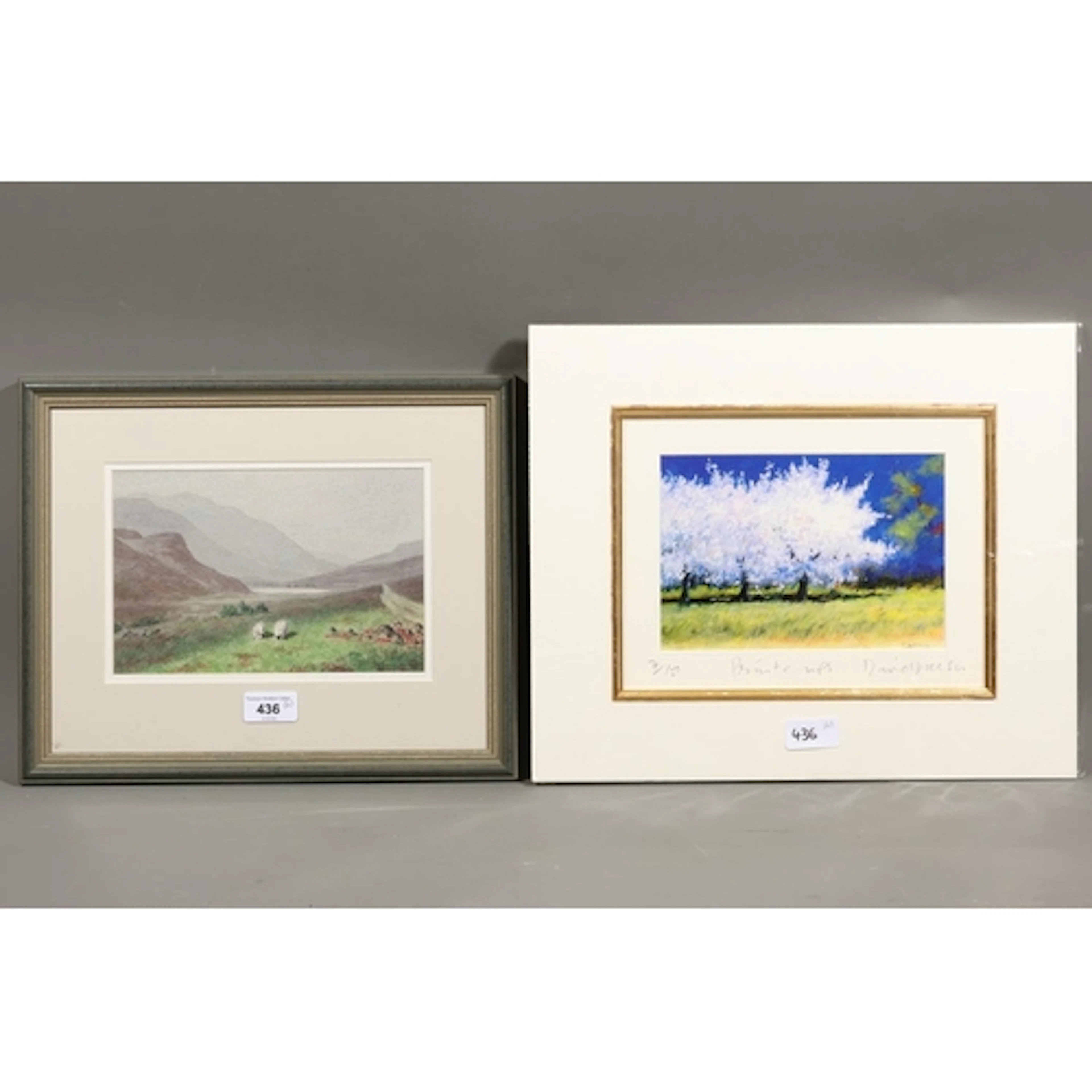 DAVID WELSH, blossoming trees, print, pencil signed lower ri...