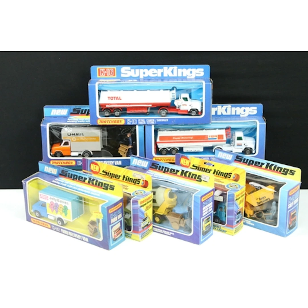 Ten boxed Matchbox Super Kings commercial related diecast mo...