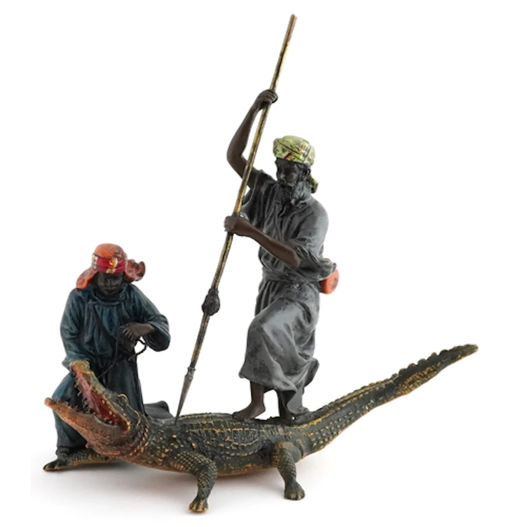 After Franz Xavier Bergmann, cold painted bronze figure grou...