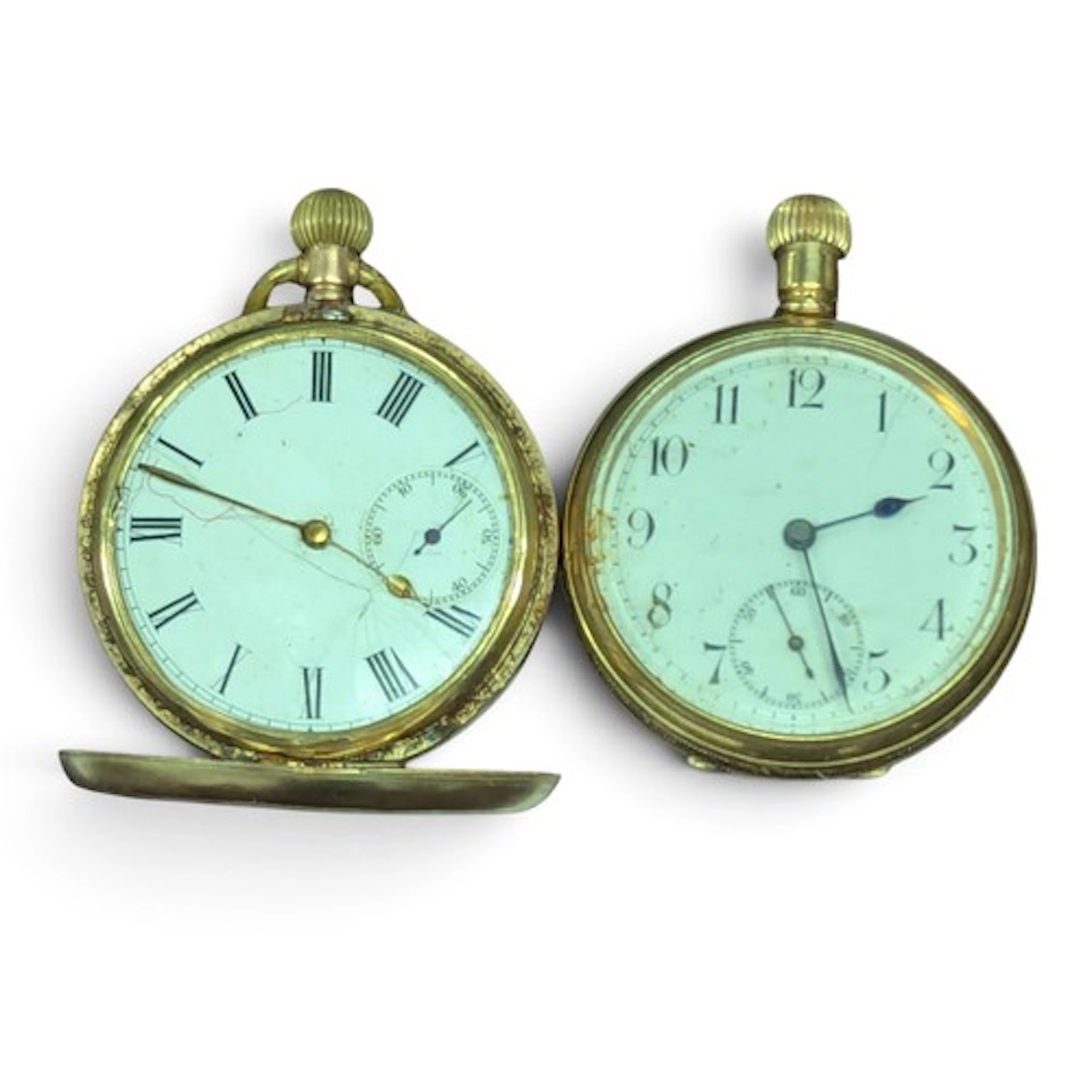 A 9ct gold hunter cased pocket watch, a/f, 50mm diameter cas...