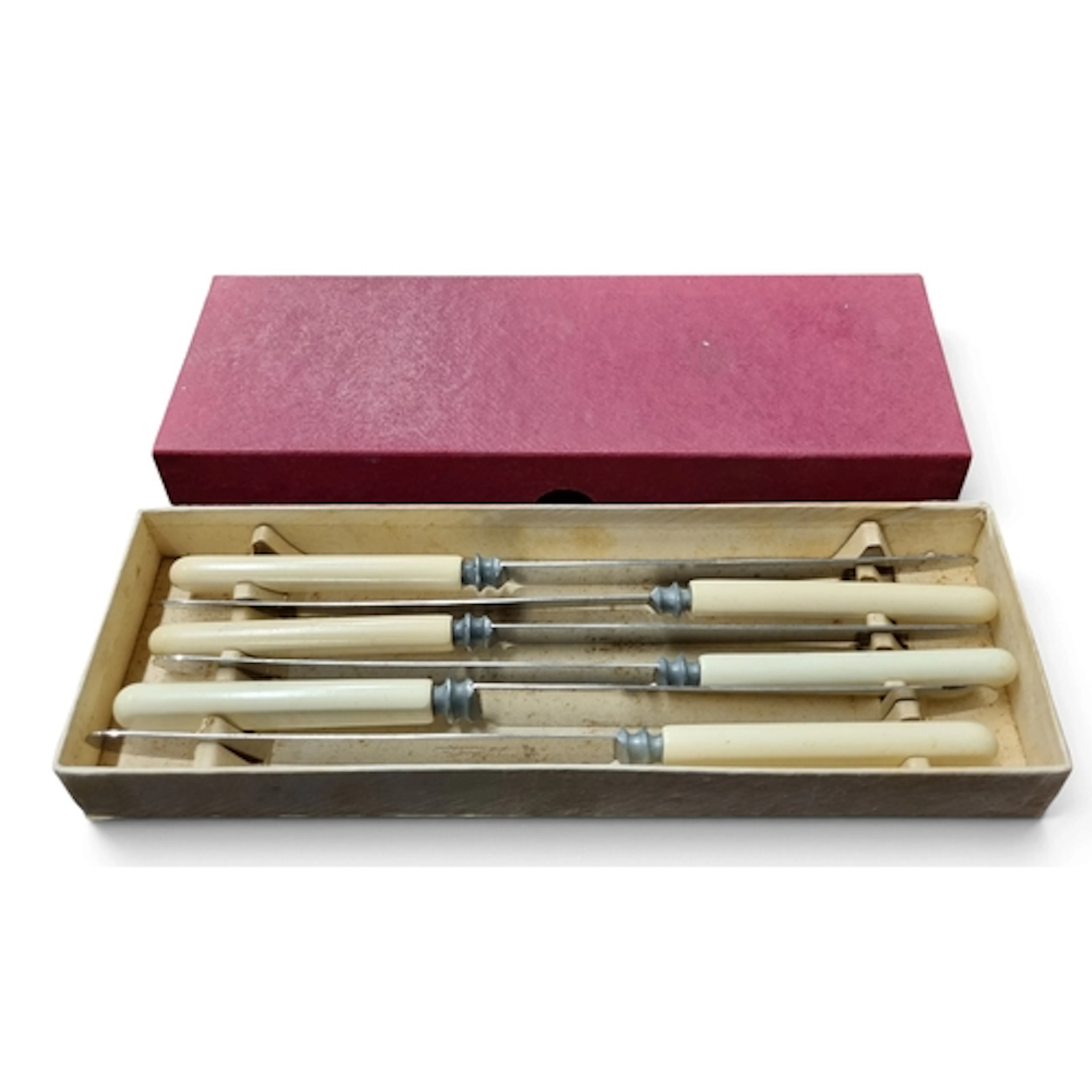 A good boxed set of Silver plated bone handled Knives. W 25 ...