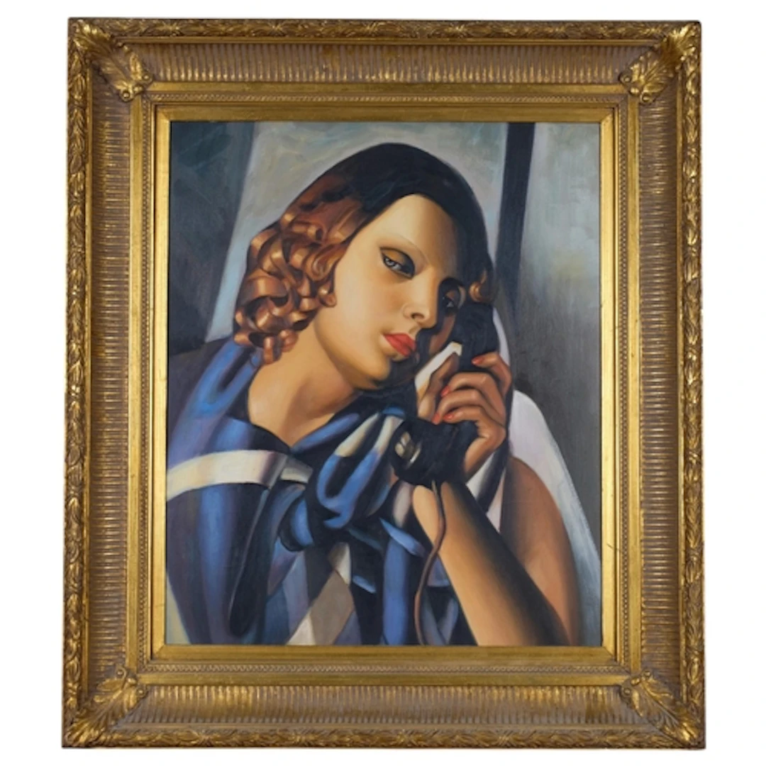 After Tamara de Lempicka, portrait of a woman, oil on canvas...