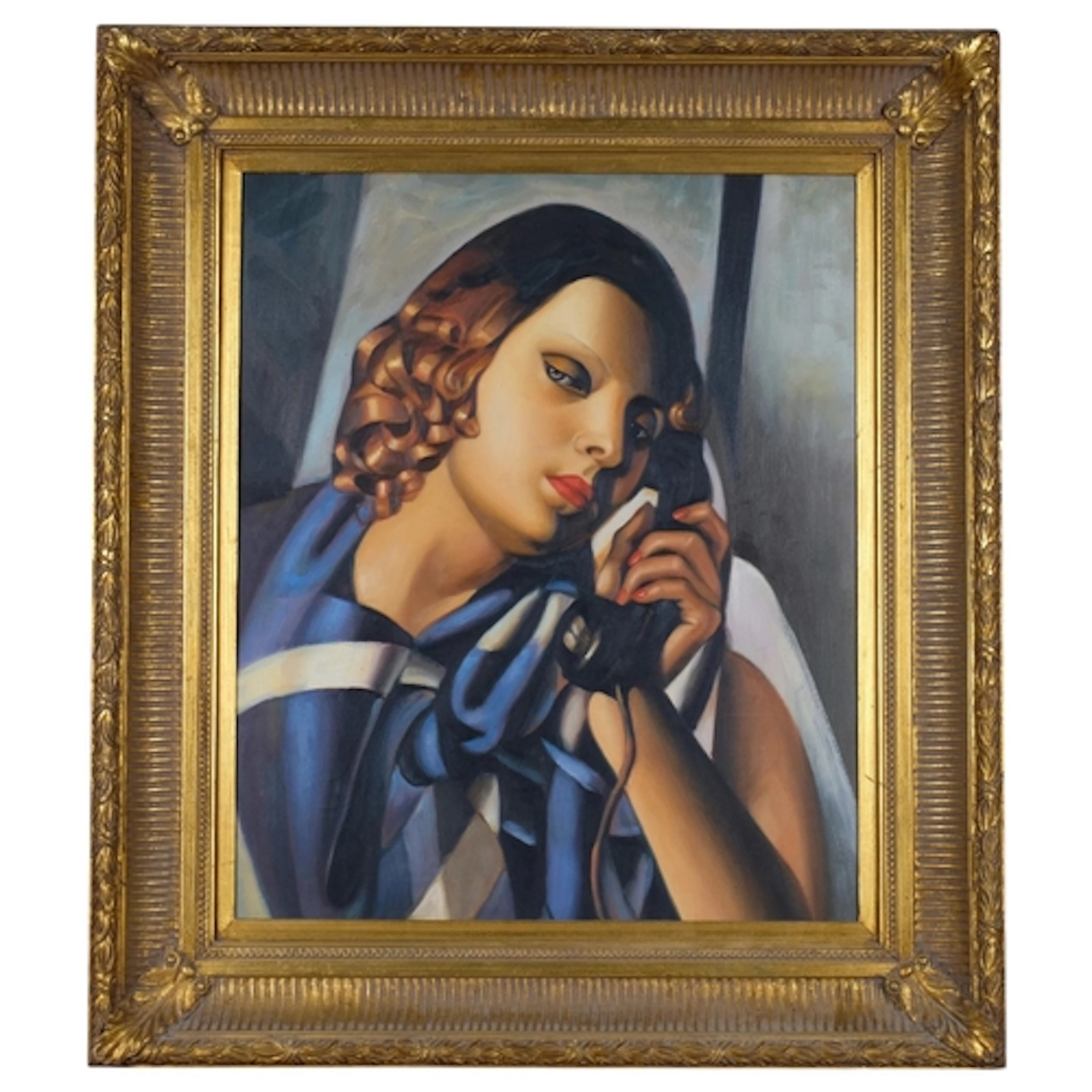 After Tamara de Lempicka, portrait of a woman, oil on canvas...