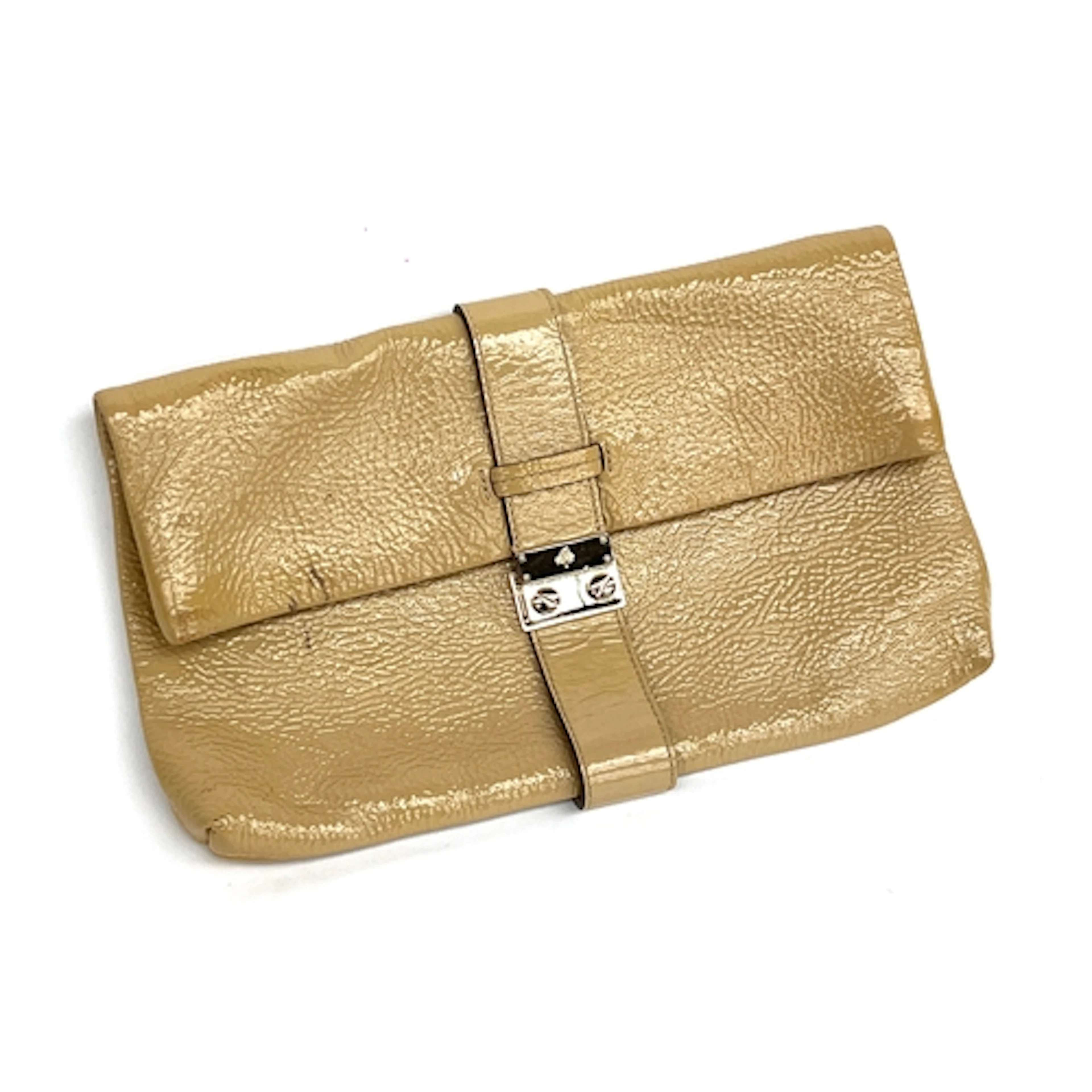 A Mulberry 'Harriet' clutch bag in a beige 'spongy' patent l...