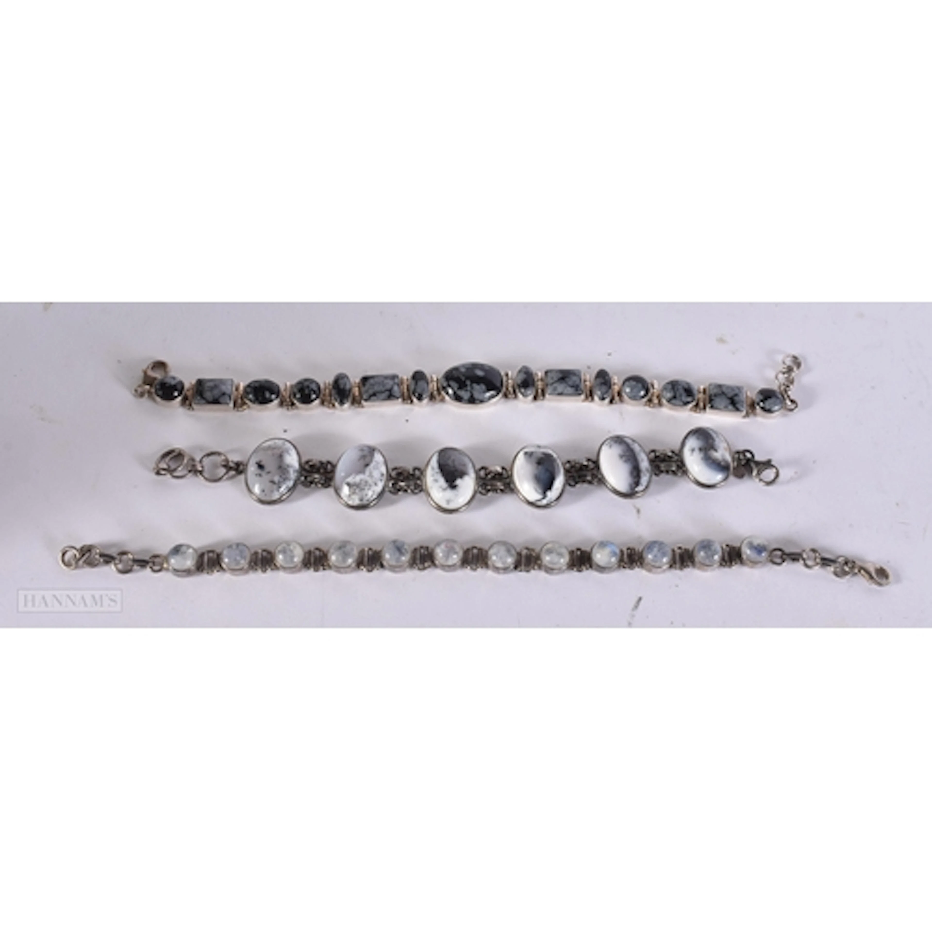 Collection of Sterling Silver Gemstone Bracelets inc. TGGC, ...