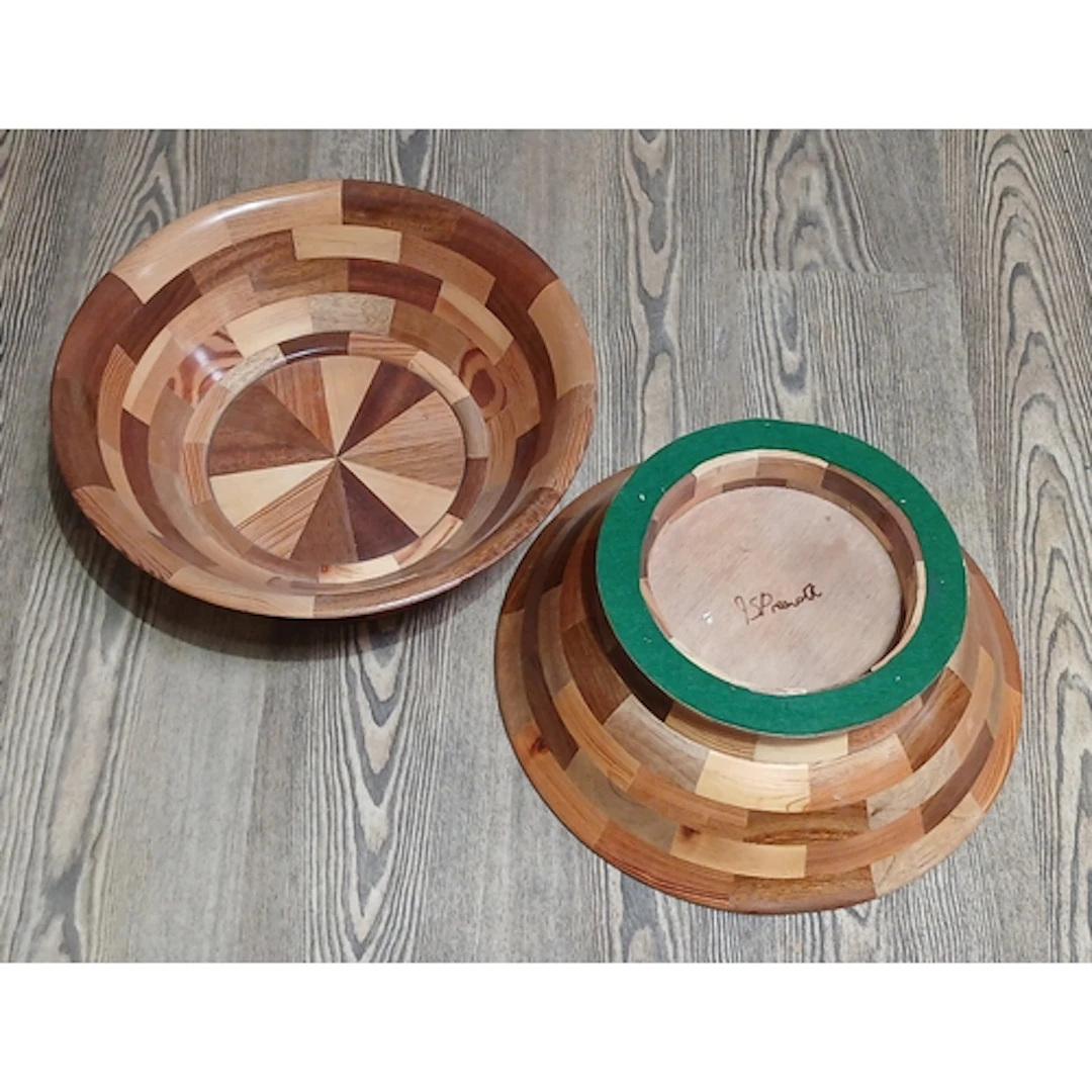 John Southworth Prescott (b1939), a pair of parquetry bowls,...