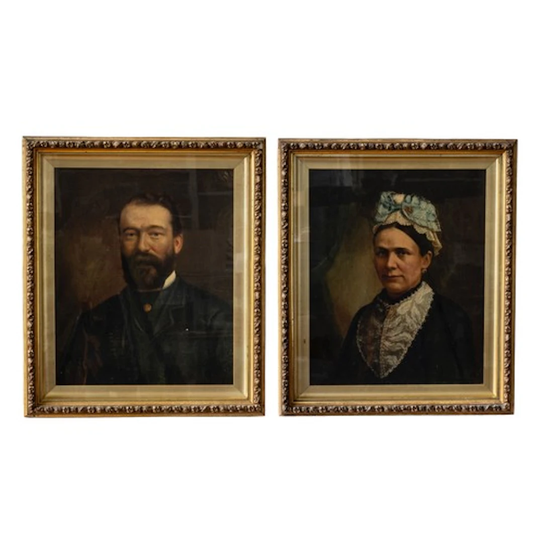 A PAIR OF LATE 19TH CENTURY PORTRAIT OIL PAINTINGS ON CANVAS...