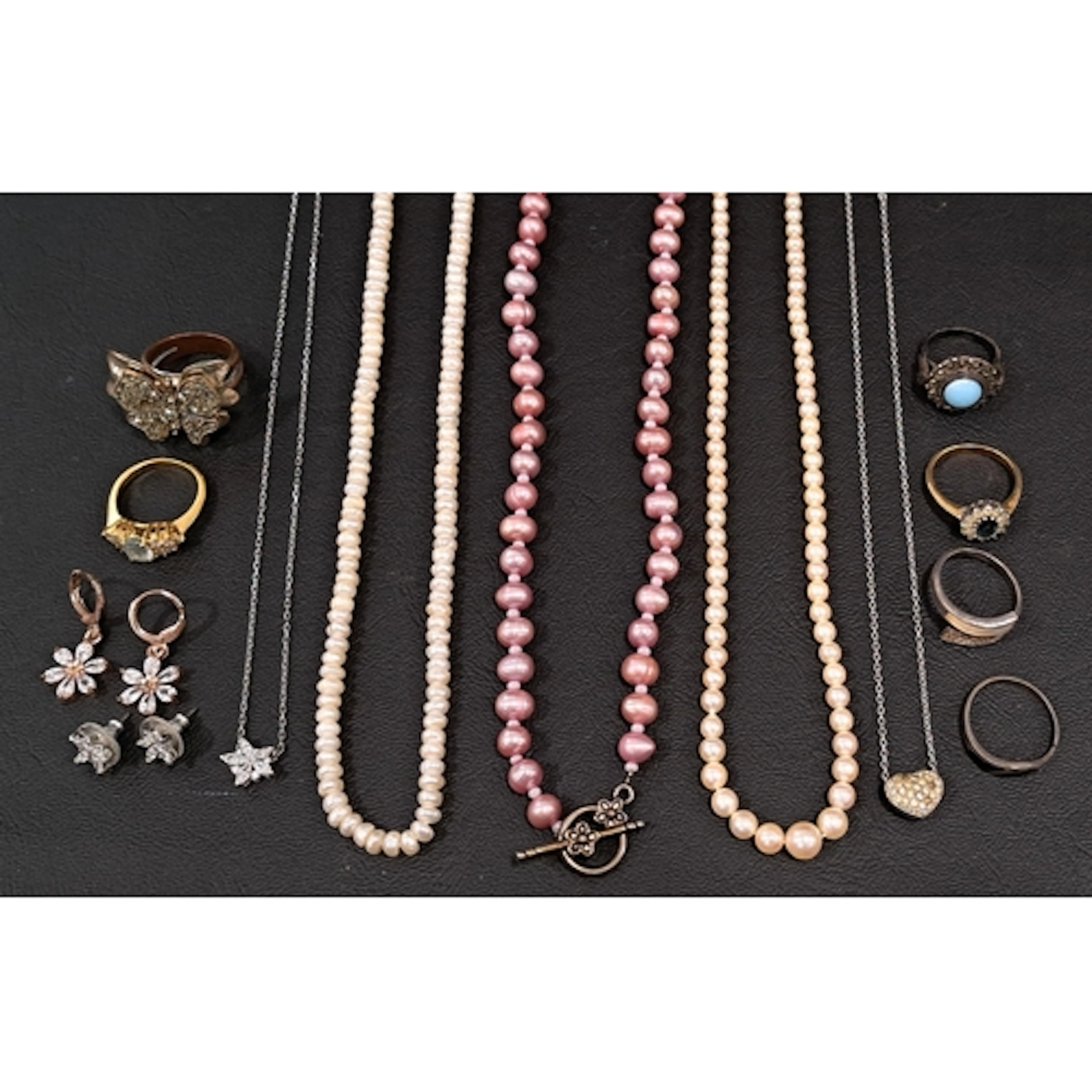 PEARLS, SWAROVSKI AND OTHER JEWELLERY including a pink pearl...