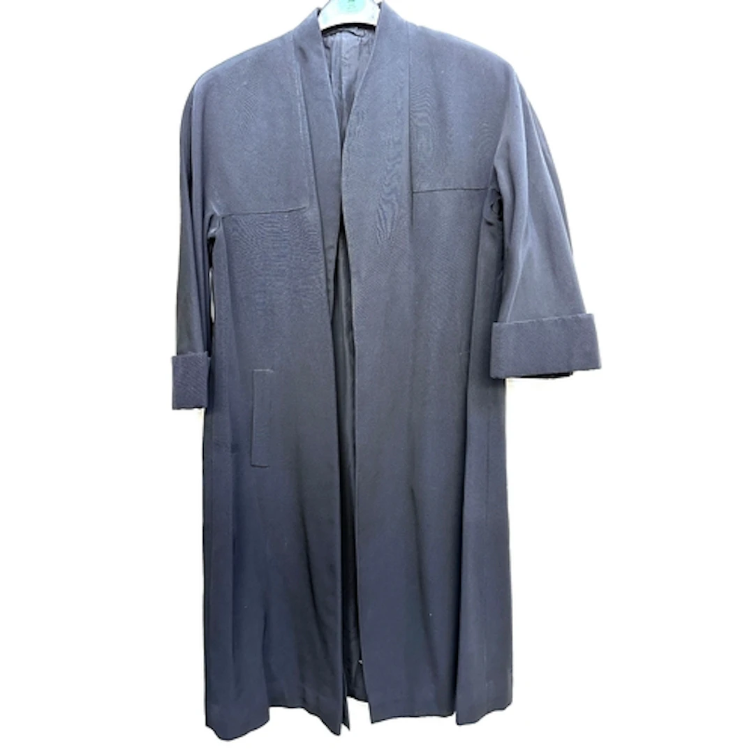 An black corded silk Opera coat by Leslie Raymond London