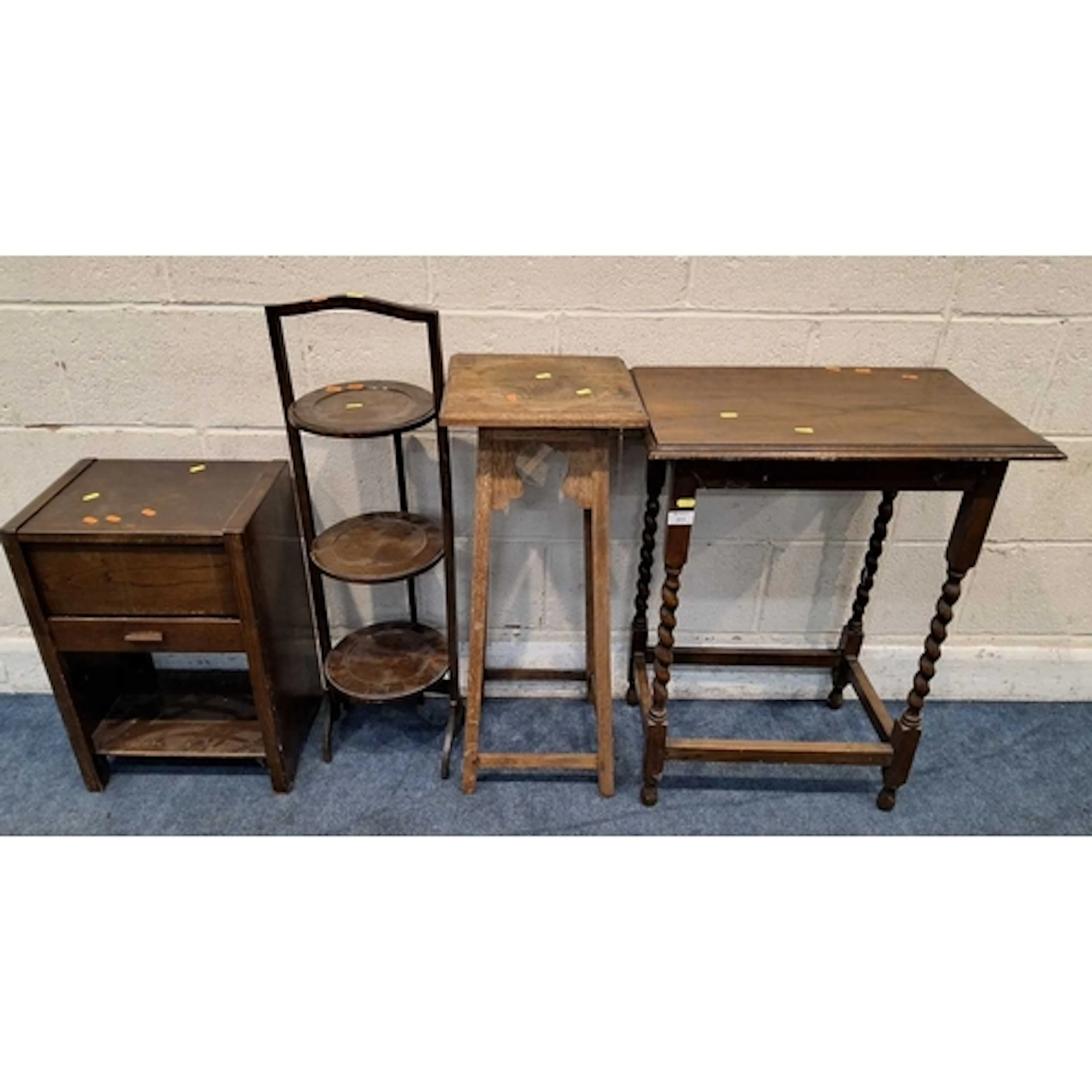FOUR PIECES OF OAK OCCASIONAL FURNITURE, to include an occas...