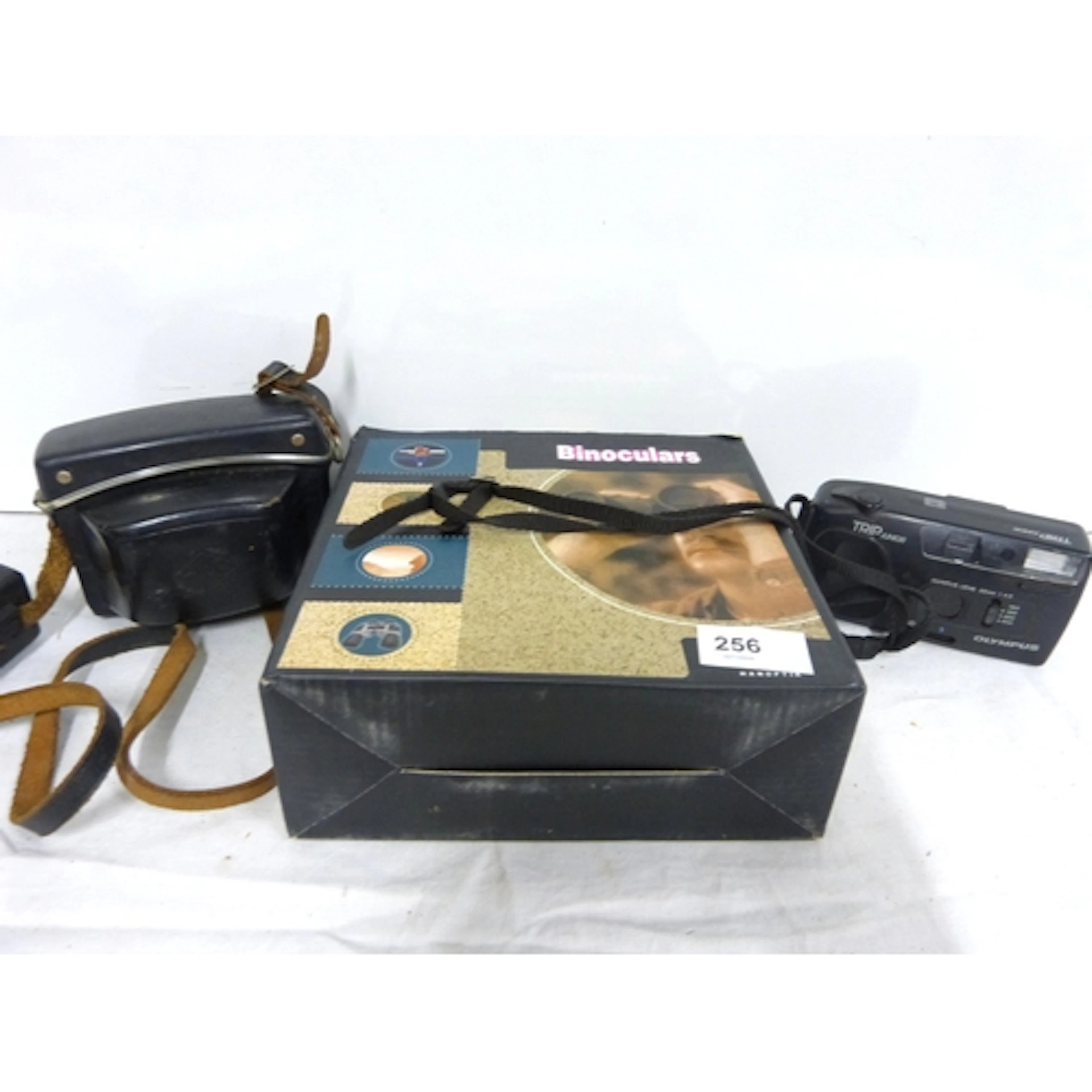 Binoculars and two cameras.