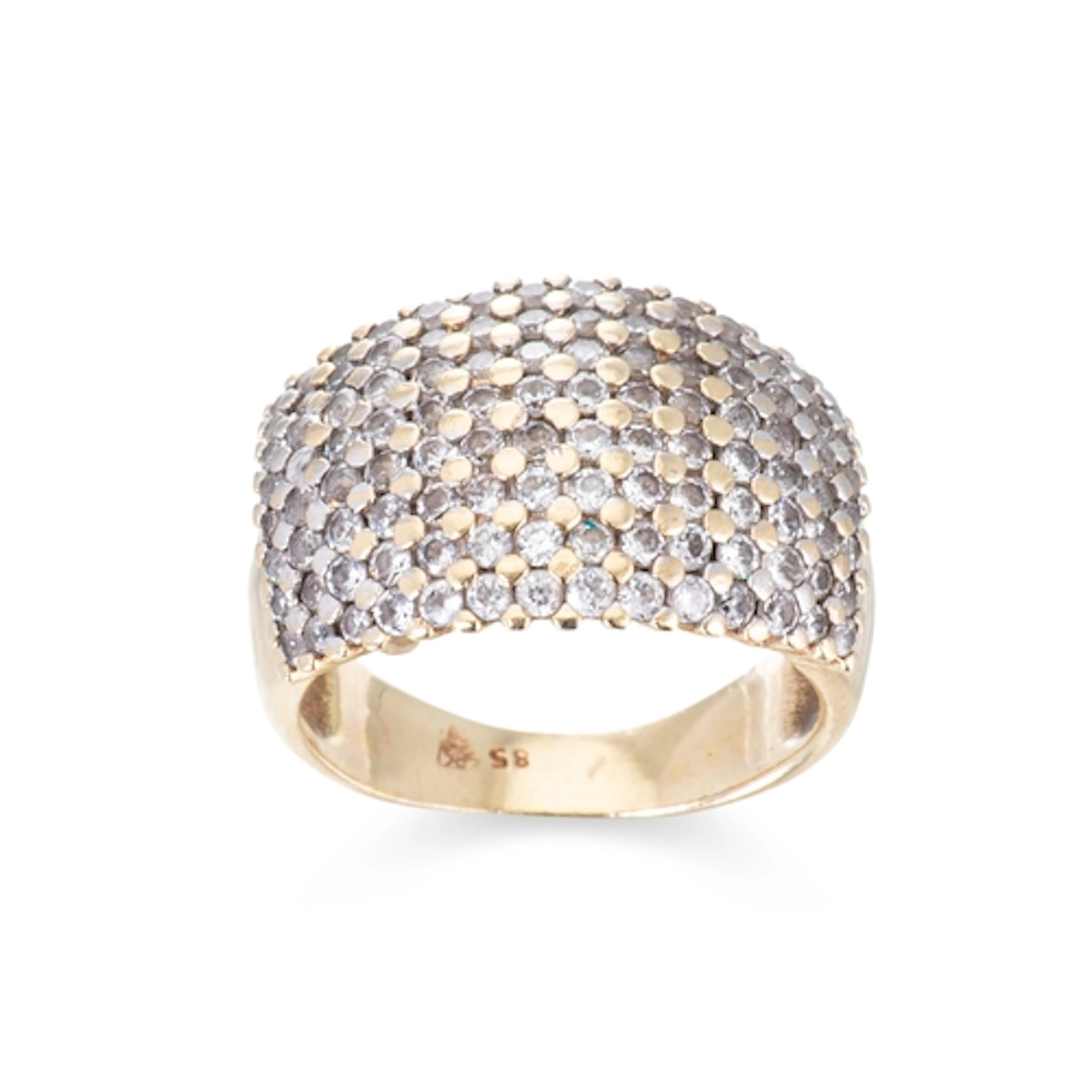 A 14CT YELLOW GOLD DRESS RING, pavé diamond set, size L, gw ...