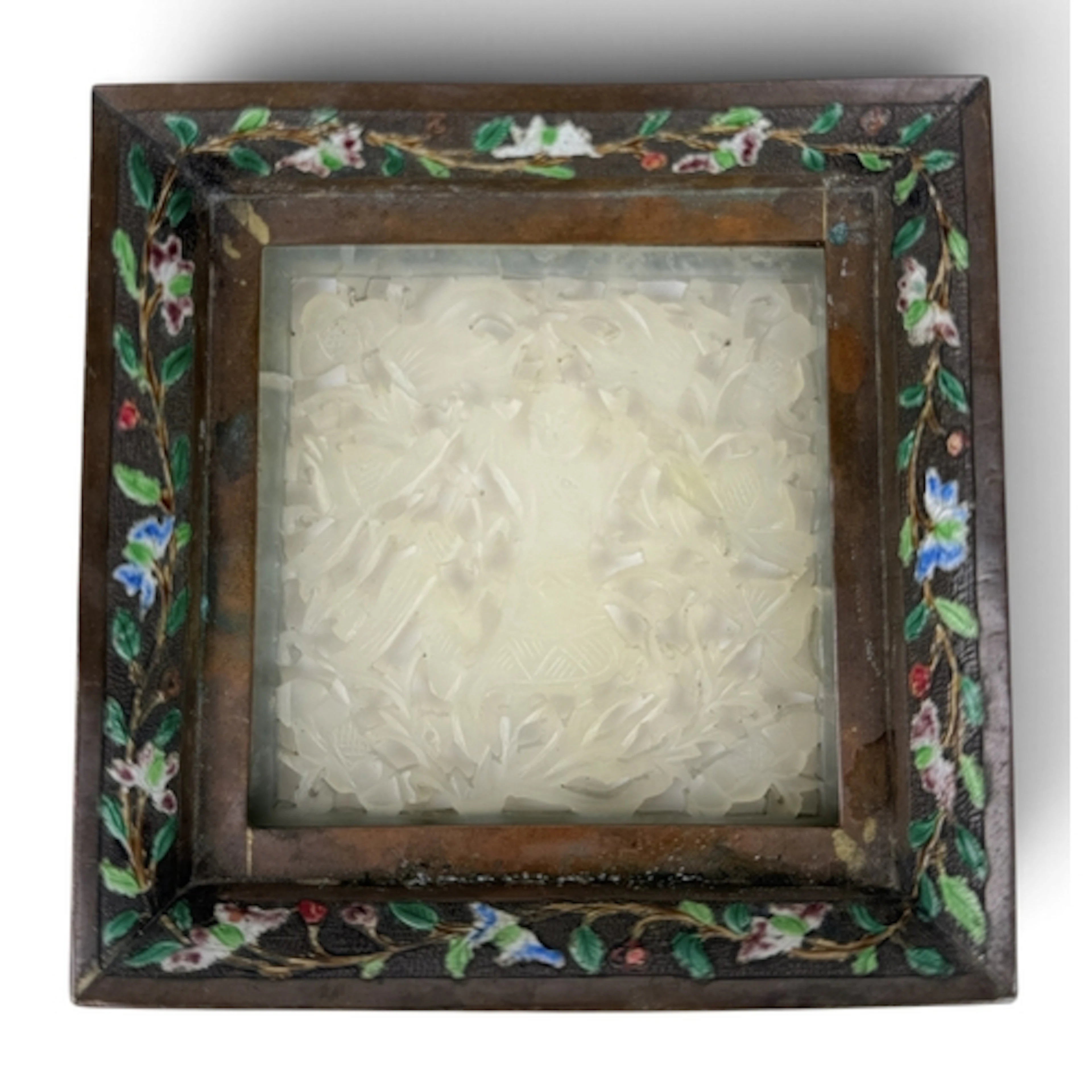 A CHINESE RETICULATED JADE PLAQUE Plaque 7.5cm x 7.5cm Loose...