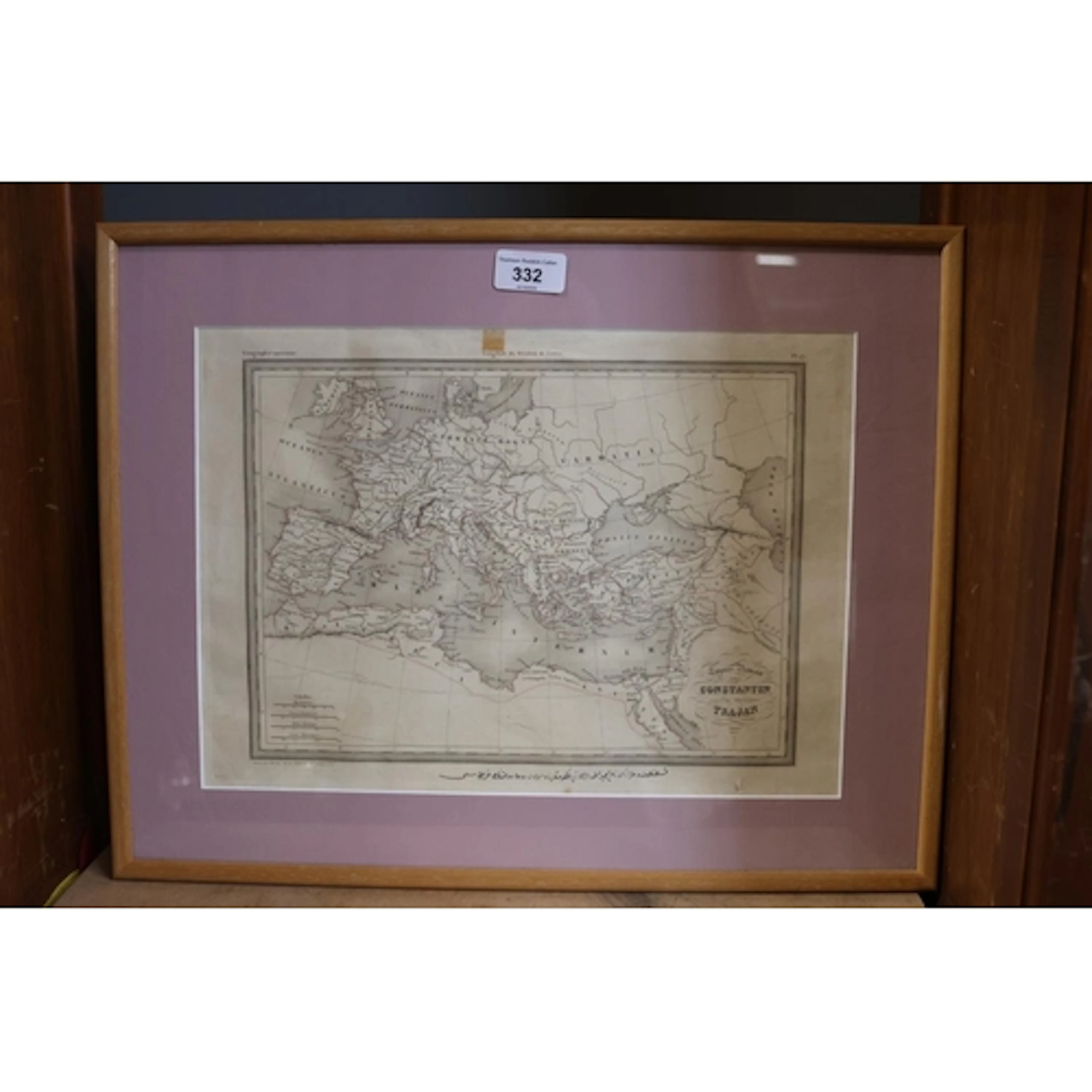 Framed map of the Roman Empire of Constantine and Trajan. Ha...
