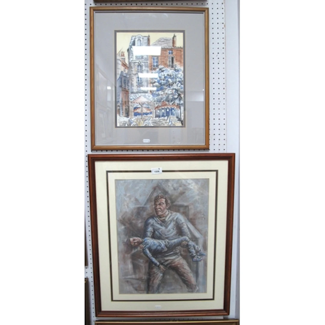 Two framed artworks: D. Wharton (British mining artist, 20th...