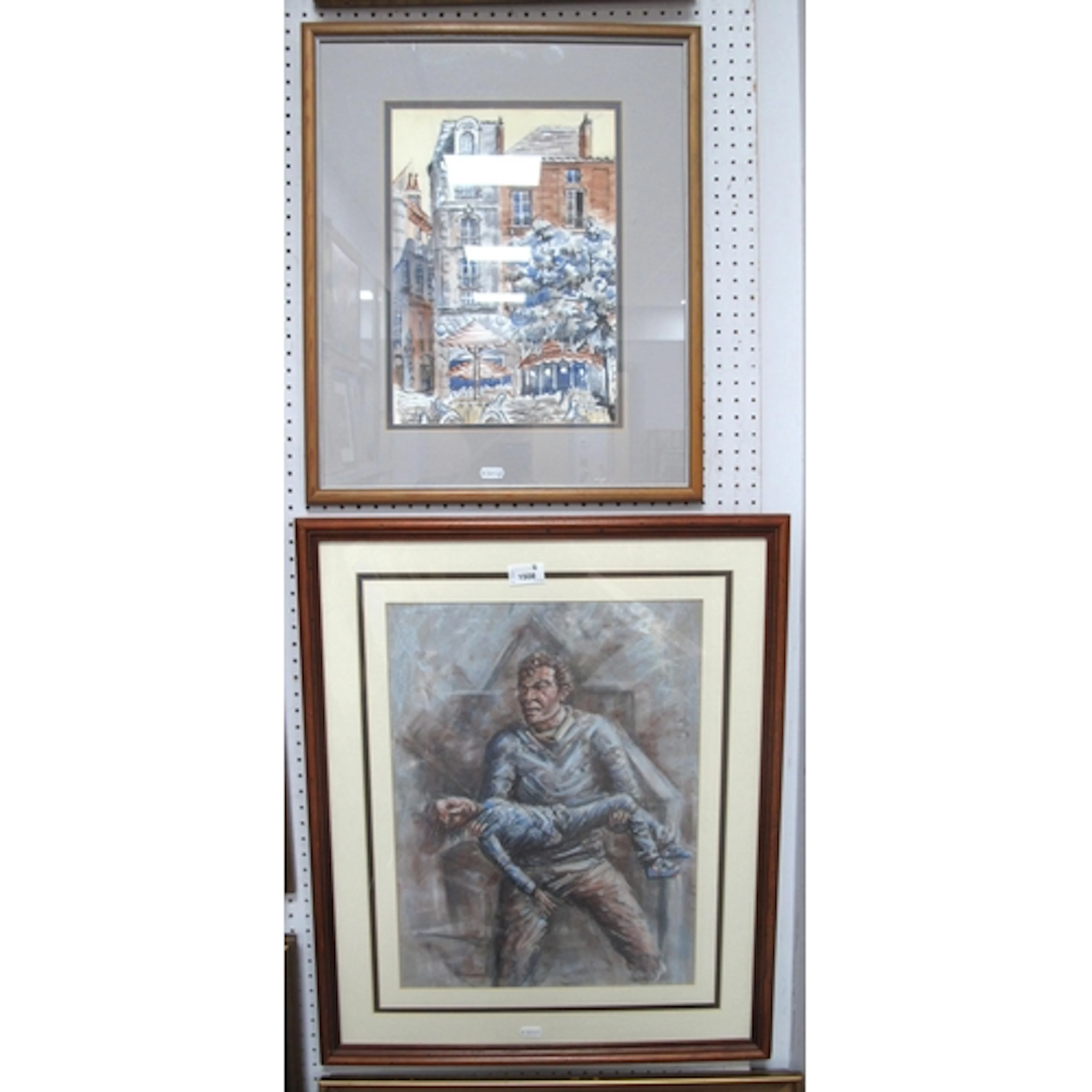Two framed artworks: D. Wharton (British mining artist, 20th...