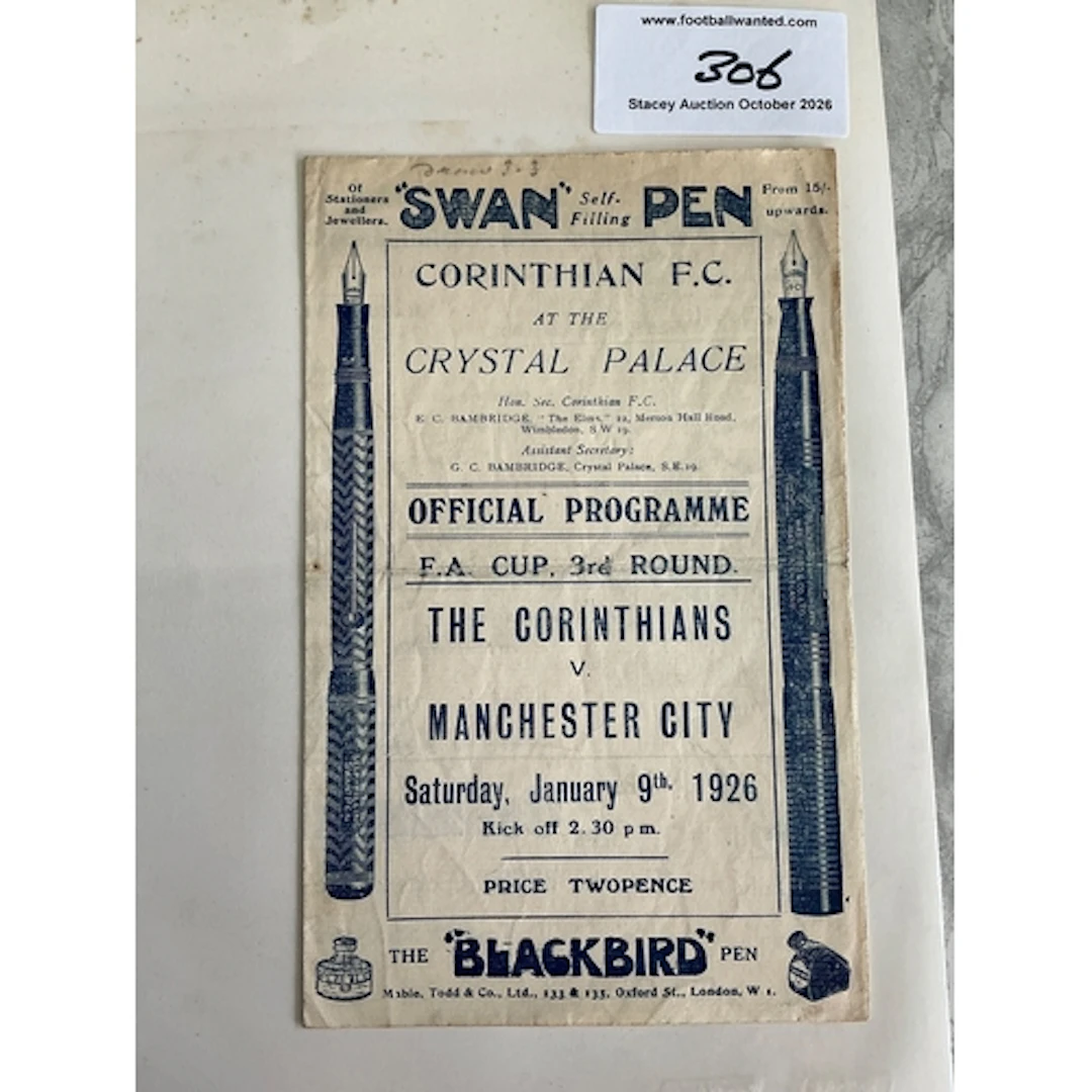 1925 - 1926 Corinthian Casuals v Manchester City FA Cup Foot...