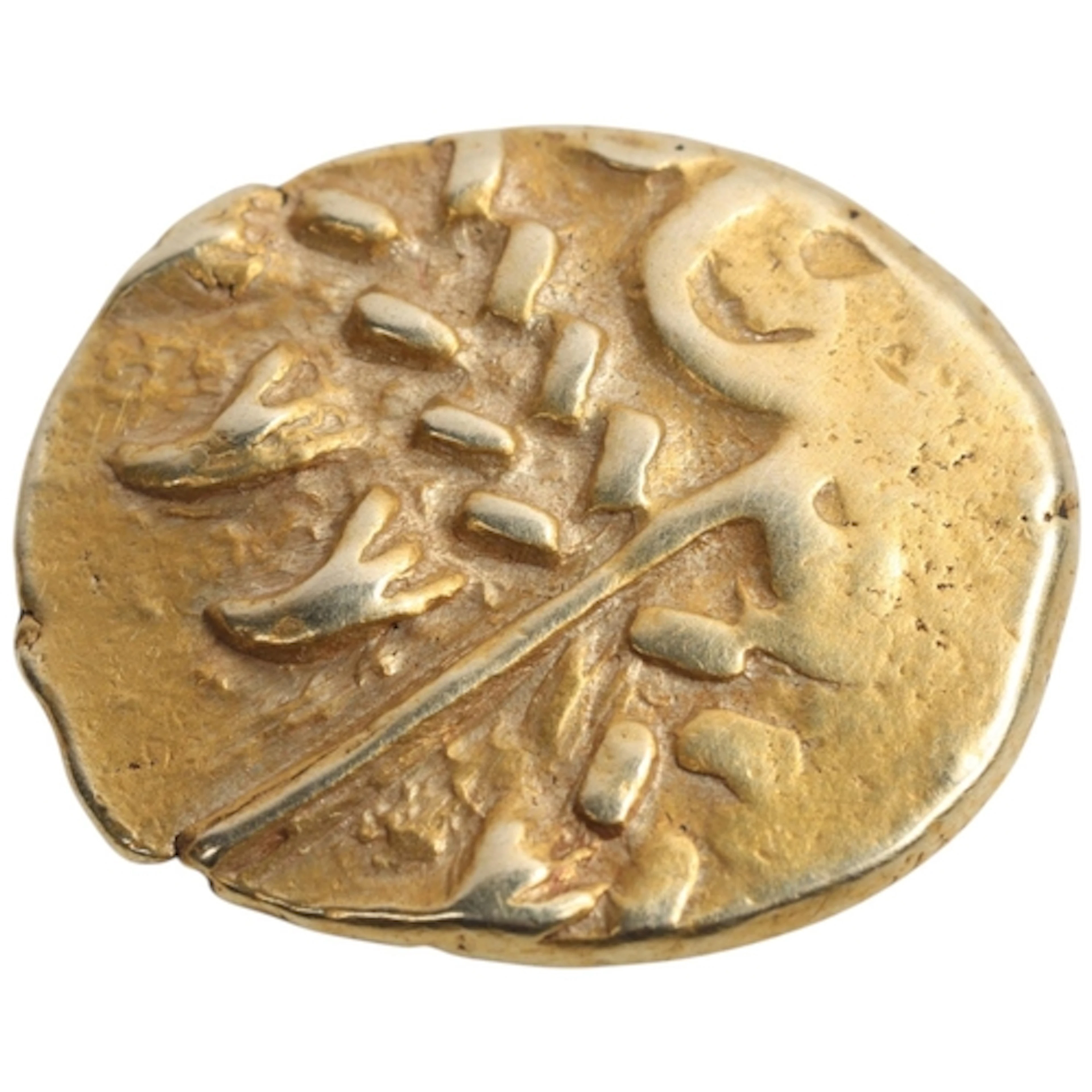 A Celtic gold Stater coin, likely 1st century B.C., 6g, diam...