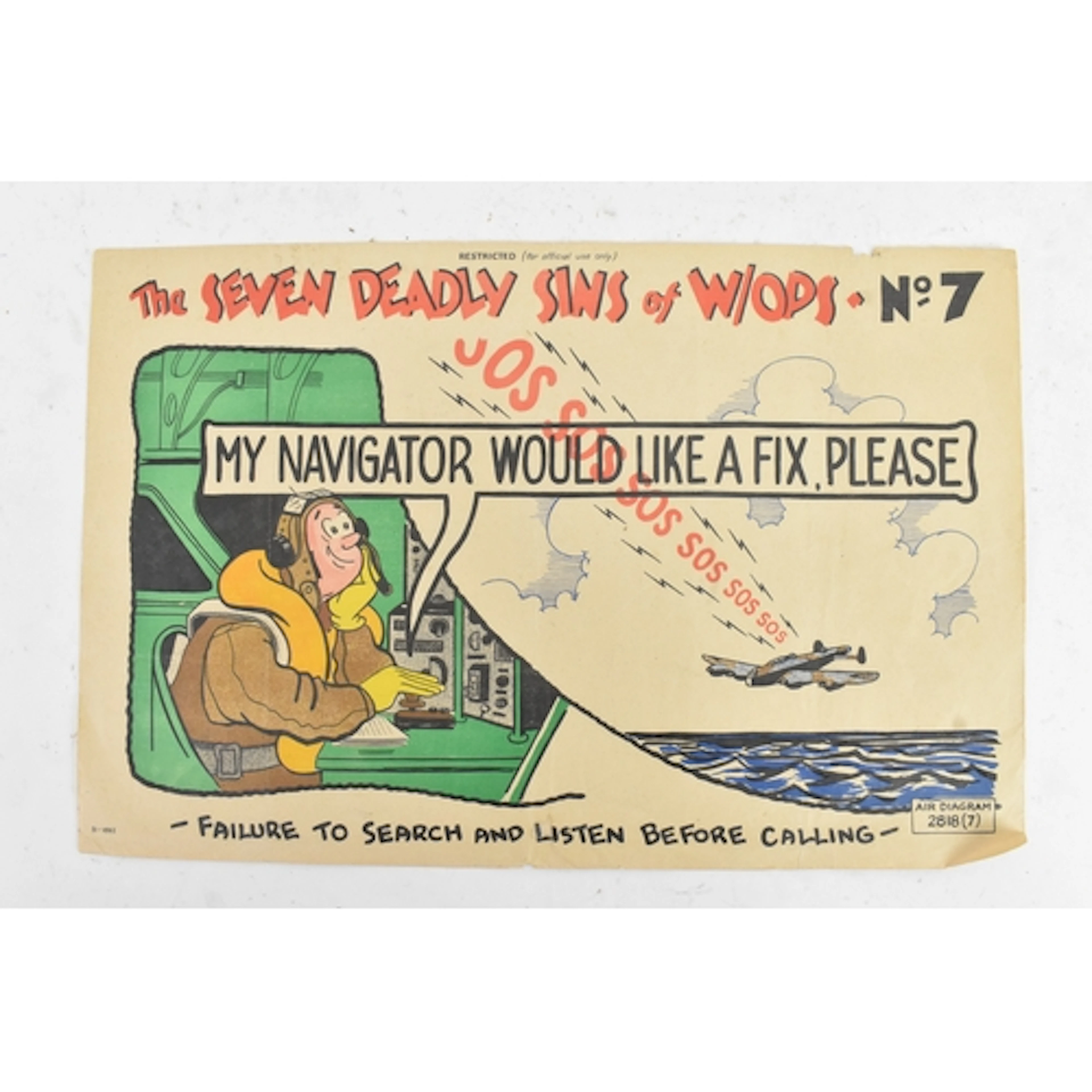 A Second World War RAF cartoon poster, ‘The Seven Deadly Sin...