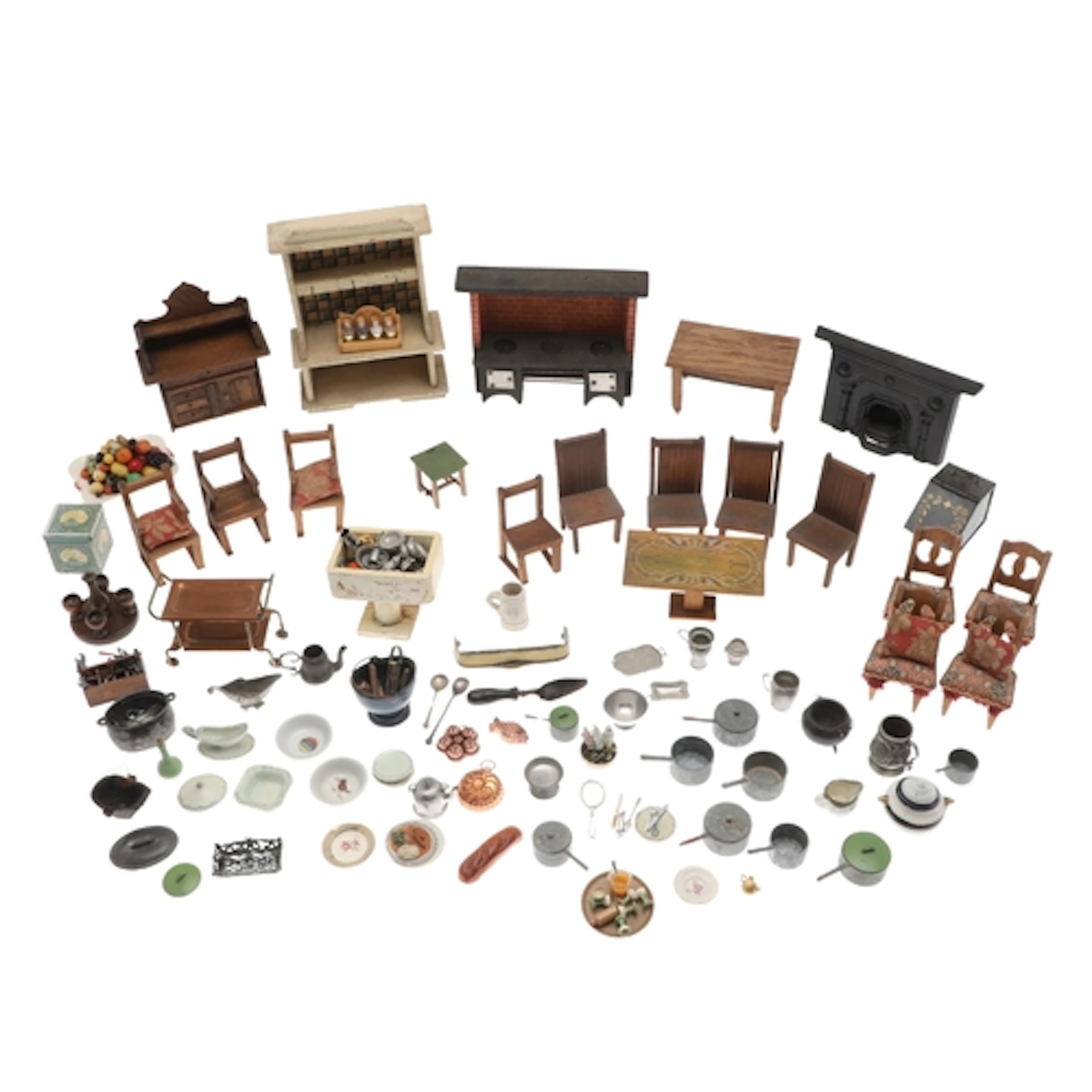 DOLLS HOUSE FURNITURE & ACCESSORIES. Including an early 20th...