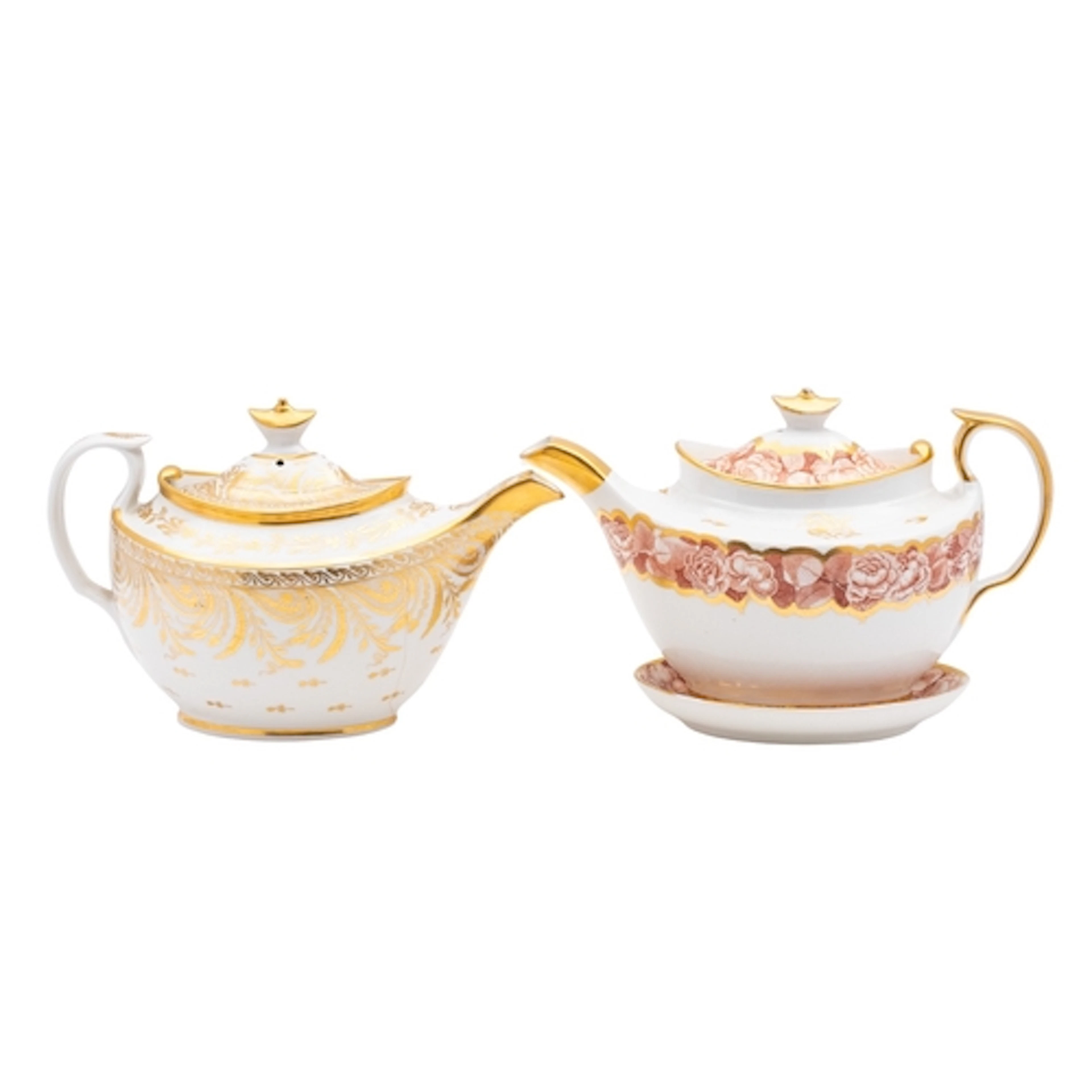 A Thomas Rose Coalport boat-shaped teapot, cover and stand, ...