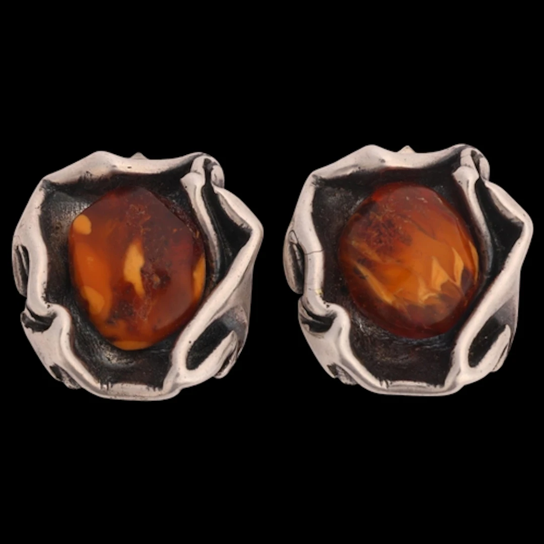 NIELS ERIK FROM - a pair of Danish brutalist sterling silver...