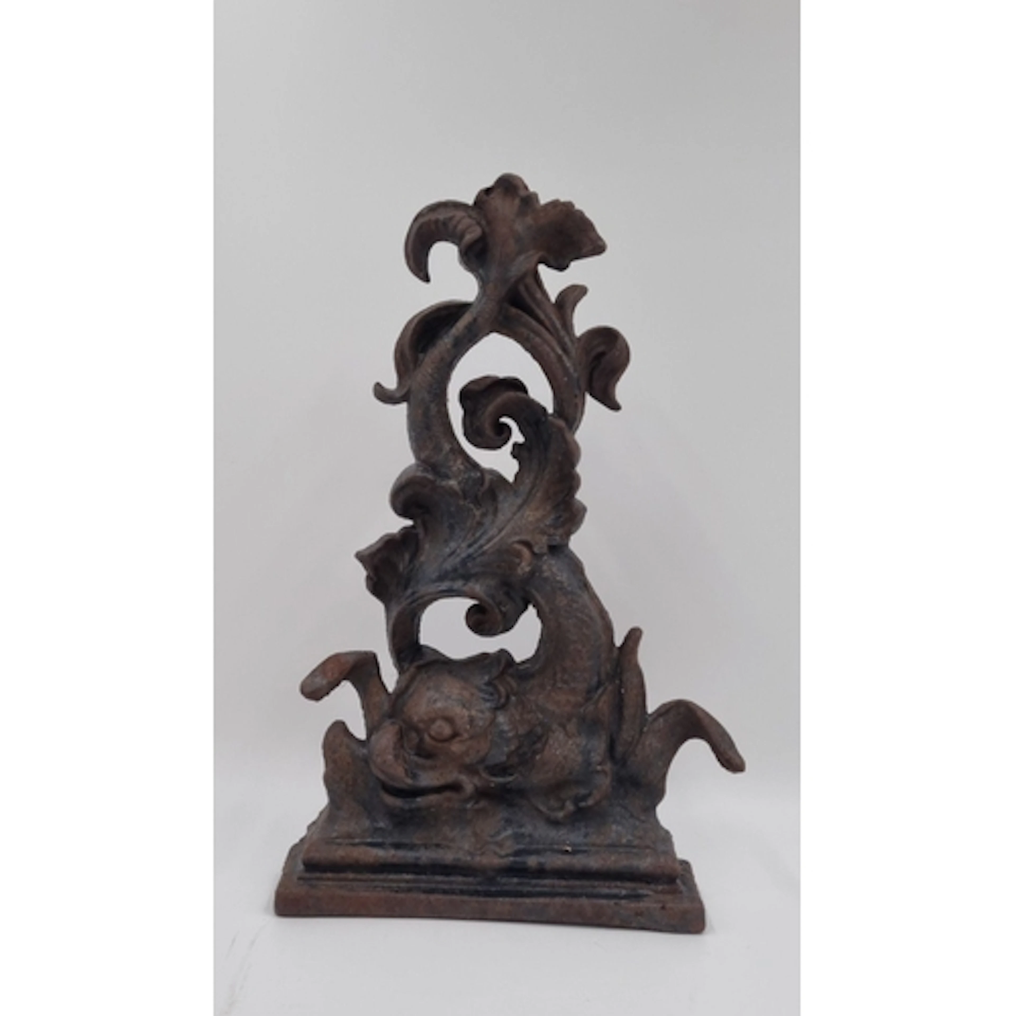 Heavy Cast Iron Rococo-Style stylized dolphin Ornate Doorsto...