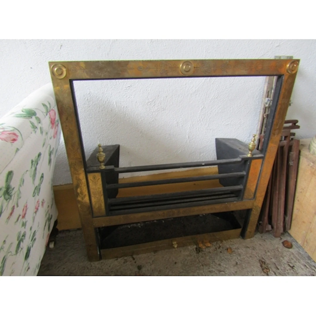 Irish Engraved Brass Fire Inset Surround with Integral Finia...
